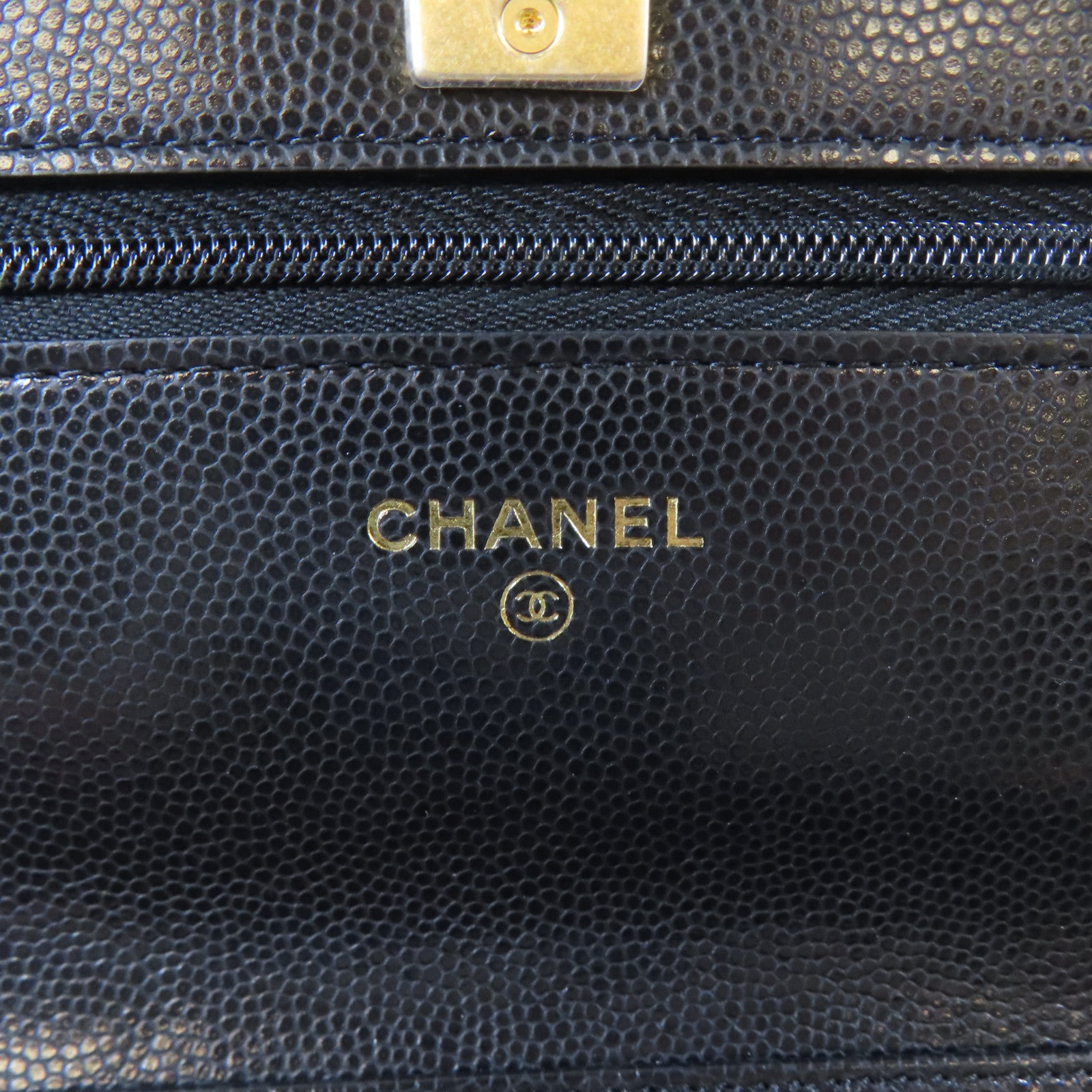 CHANEL 菱格牛皮皮革Wallet On Chain金扣鏈帶肩背袋黑色