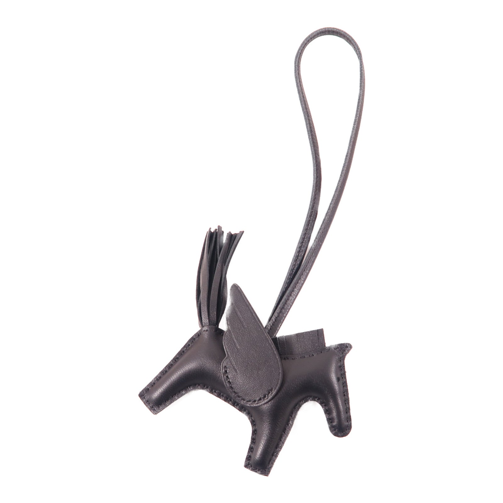 HERMES Swift皮革Rodeo Pegase PM Charm掛飾黑色