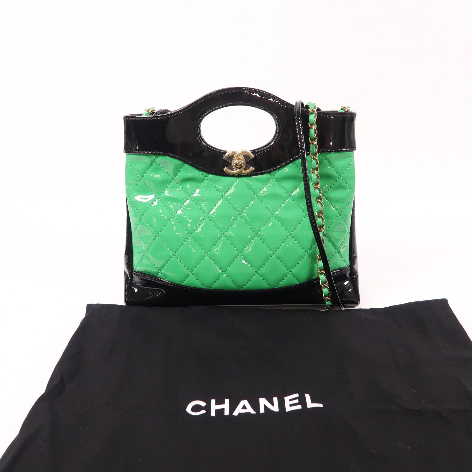 CHANEL 【激減優惠】漆皮皮革Mini 31金扣手挽肩背兩用袋