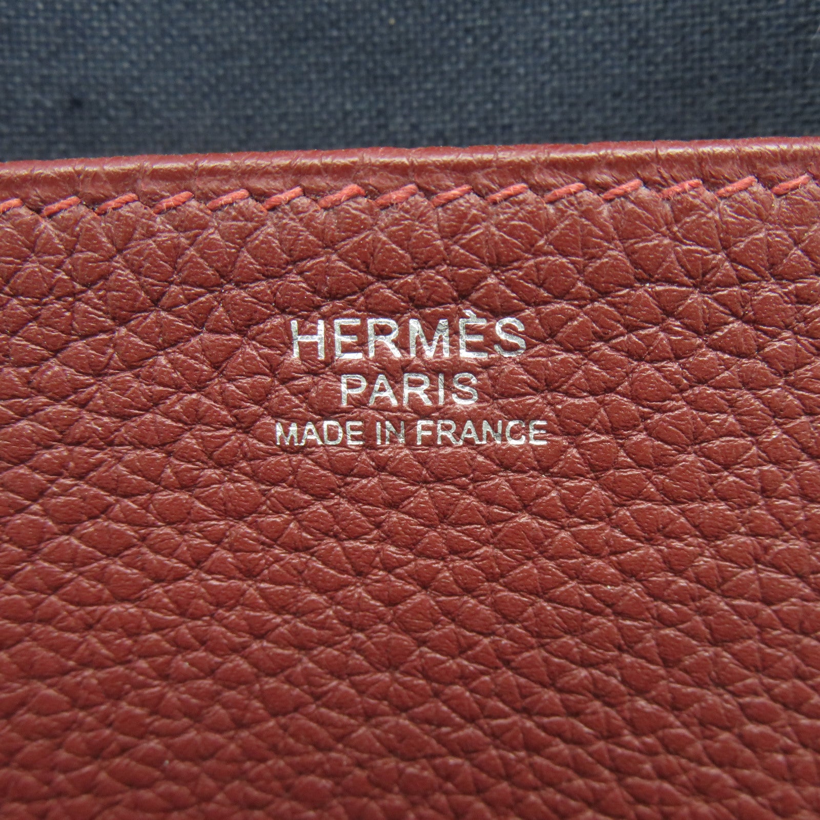 HERMES 【激減優惠】Clemence皮革Victoria Light Briefcase銀扣公事包Rouge深紅色