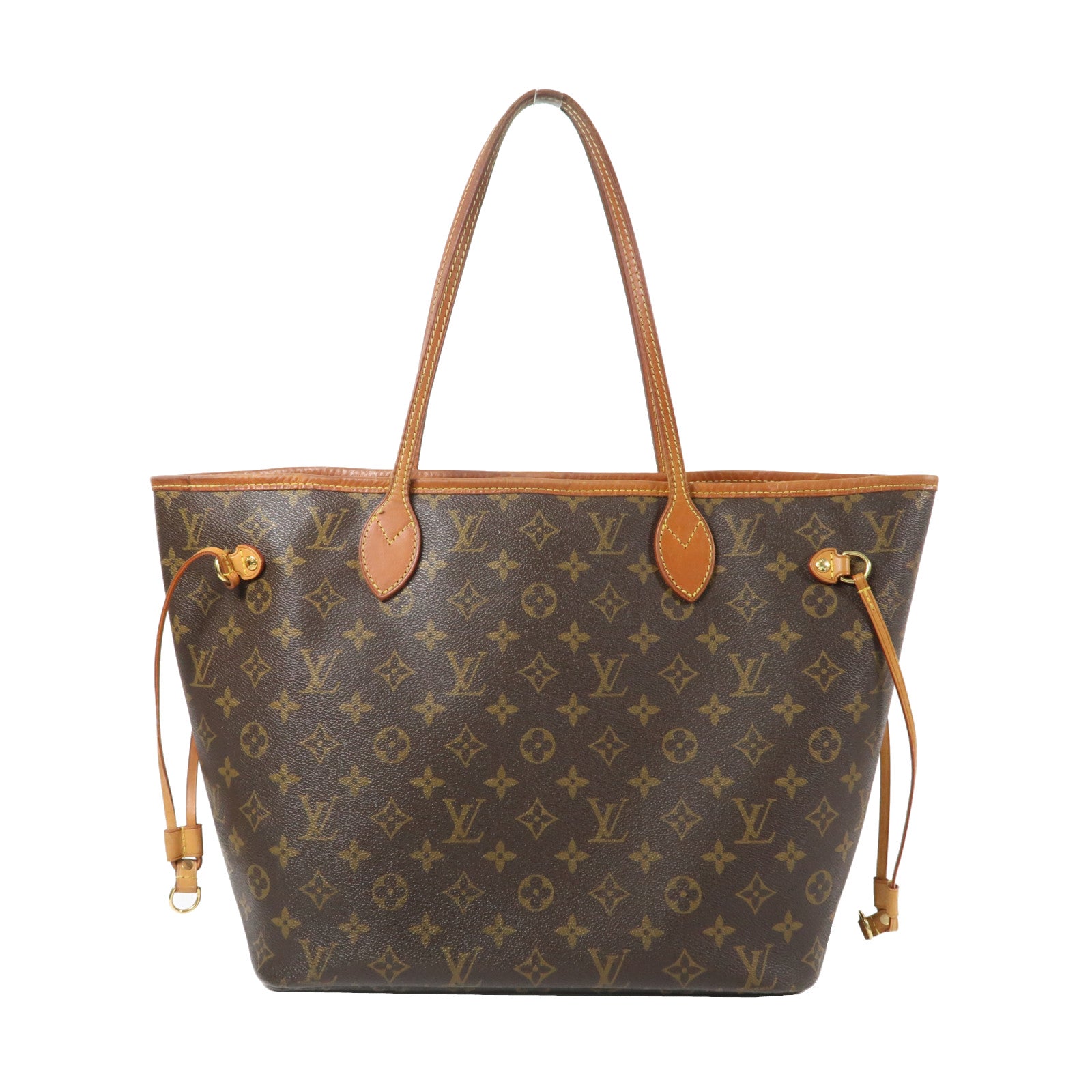 LOUIS VUITTON Monogram Neverfull MM金扣手挽袋啡色