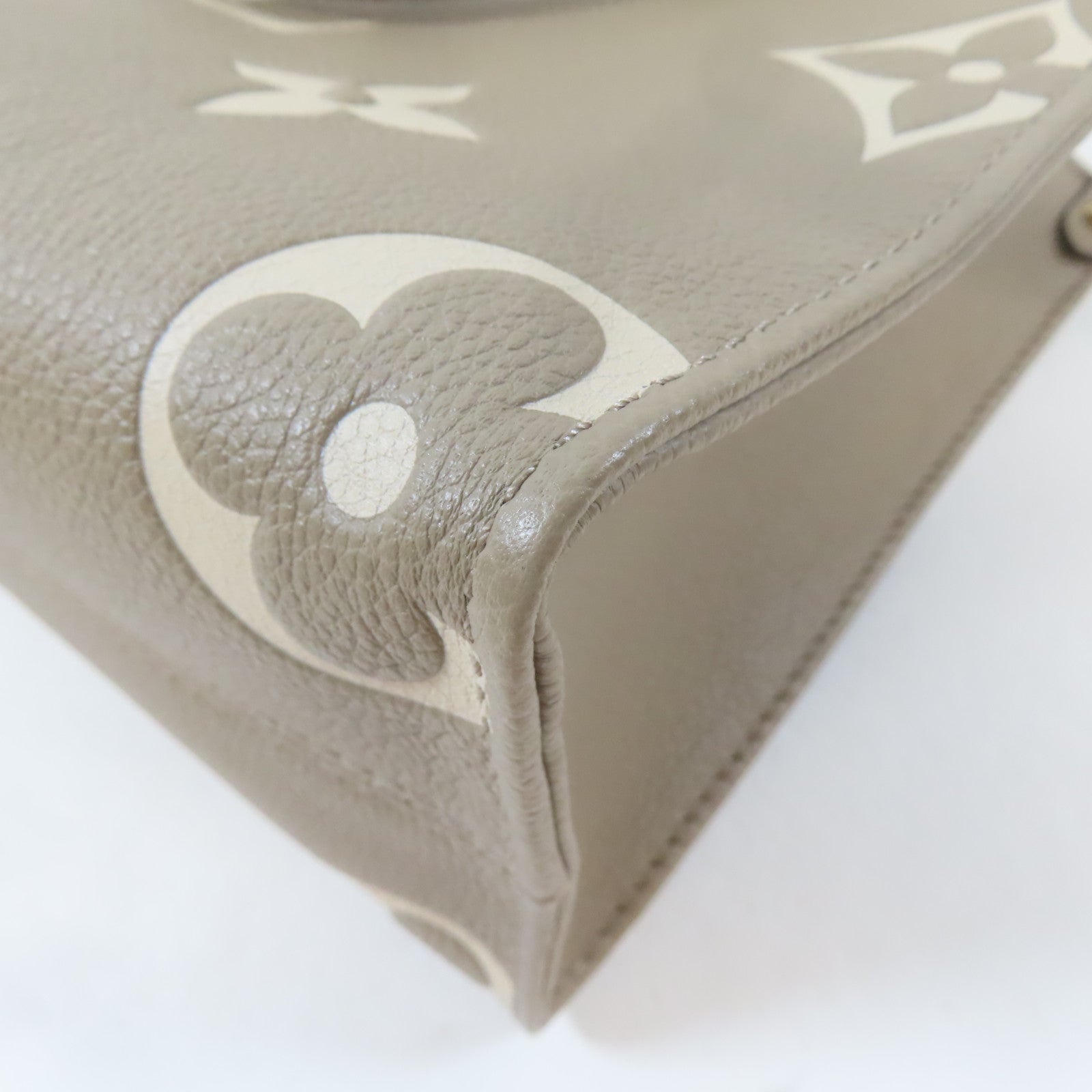 LOUIS VUITTON Monogram Empreinte On The Go PM金扣手挽肩背兩用袋淺褐色