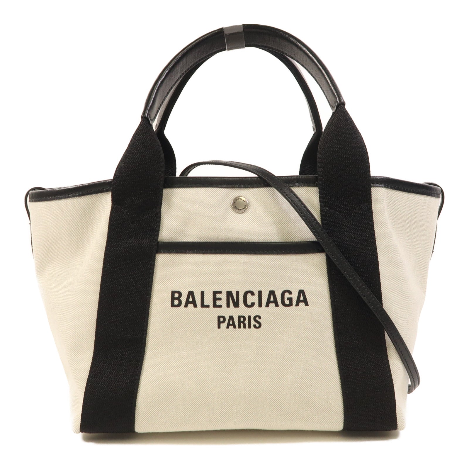 BALENCIAGA 帆布Biarritz銀扣手挽肩背兩用袋