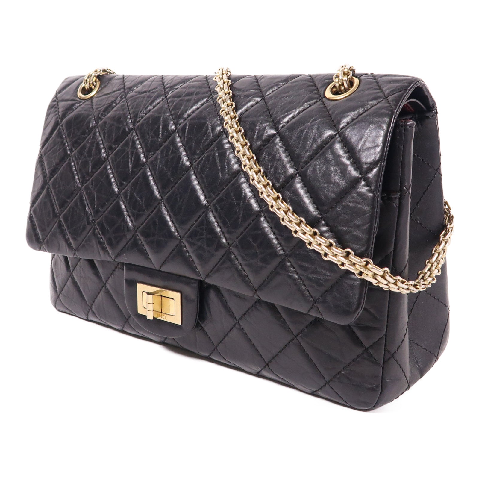 CHANEL 牛皮皮革2.55金扣鏈帶肩背袋