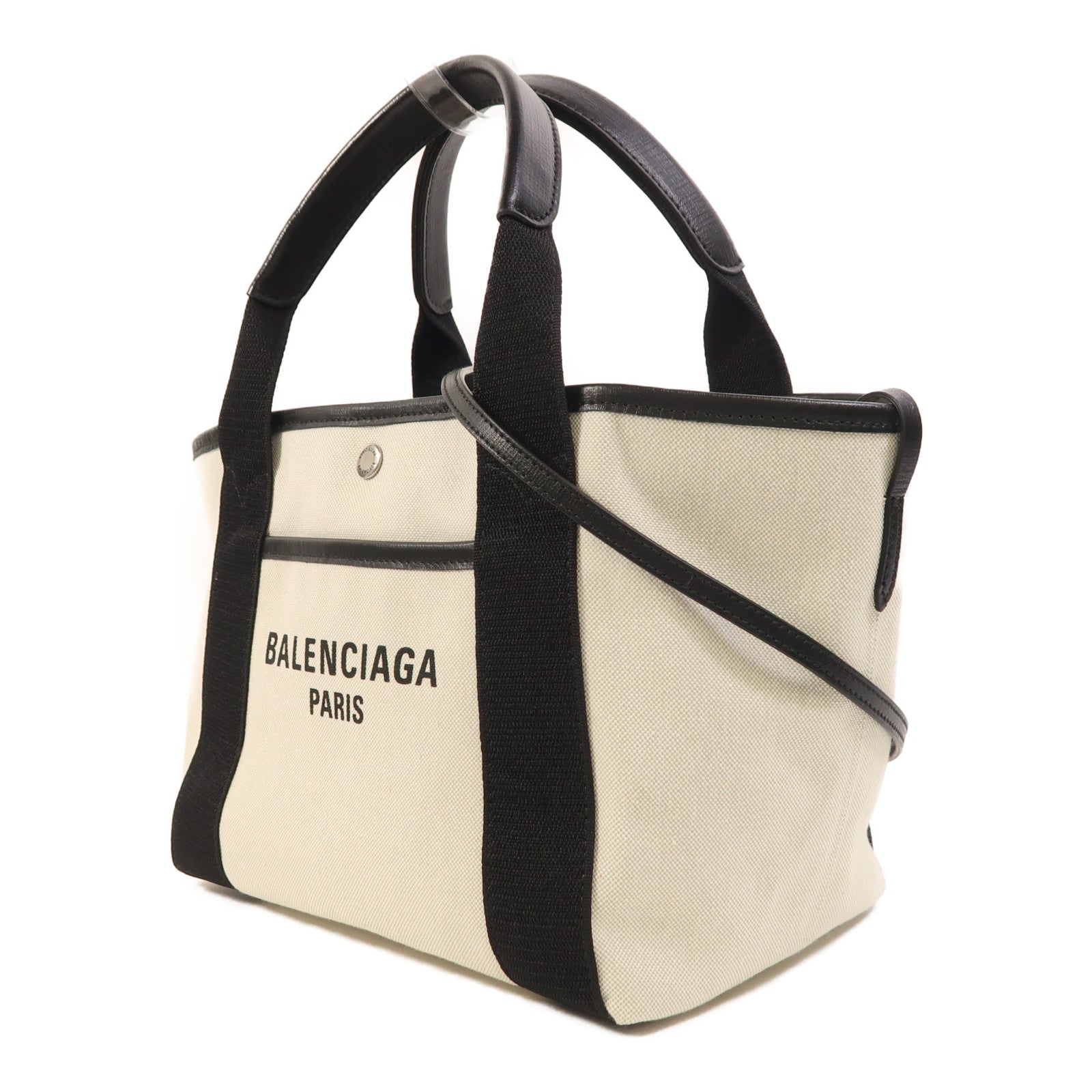 BALENCIAGA 帆布Biarritz銀扣手挽肩背兩用袋