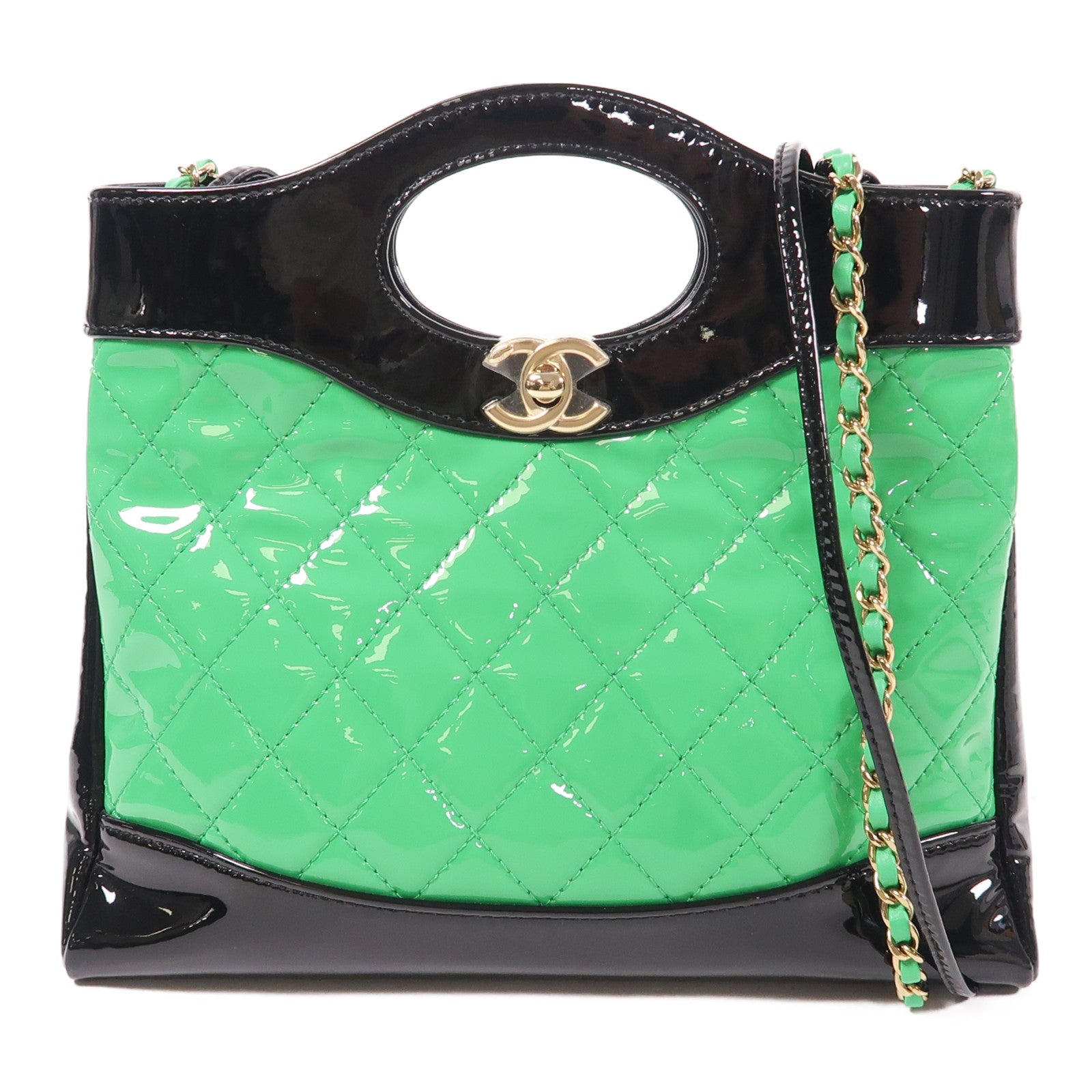 CHANEL 【激減優惠】漆皮皮革Mini 31金扣手挽肩背兩用袋
