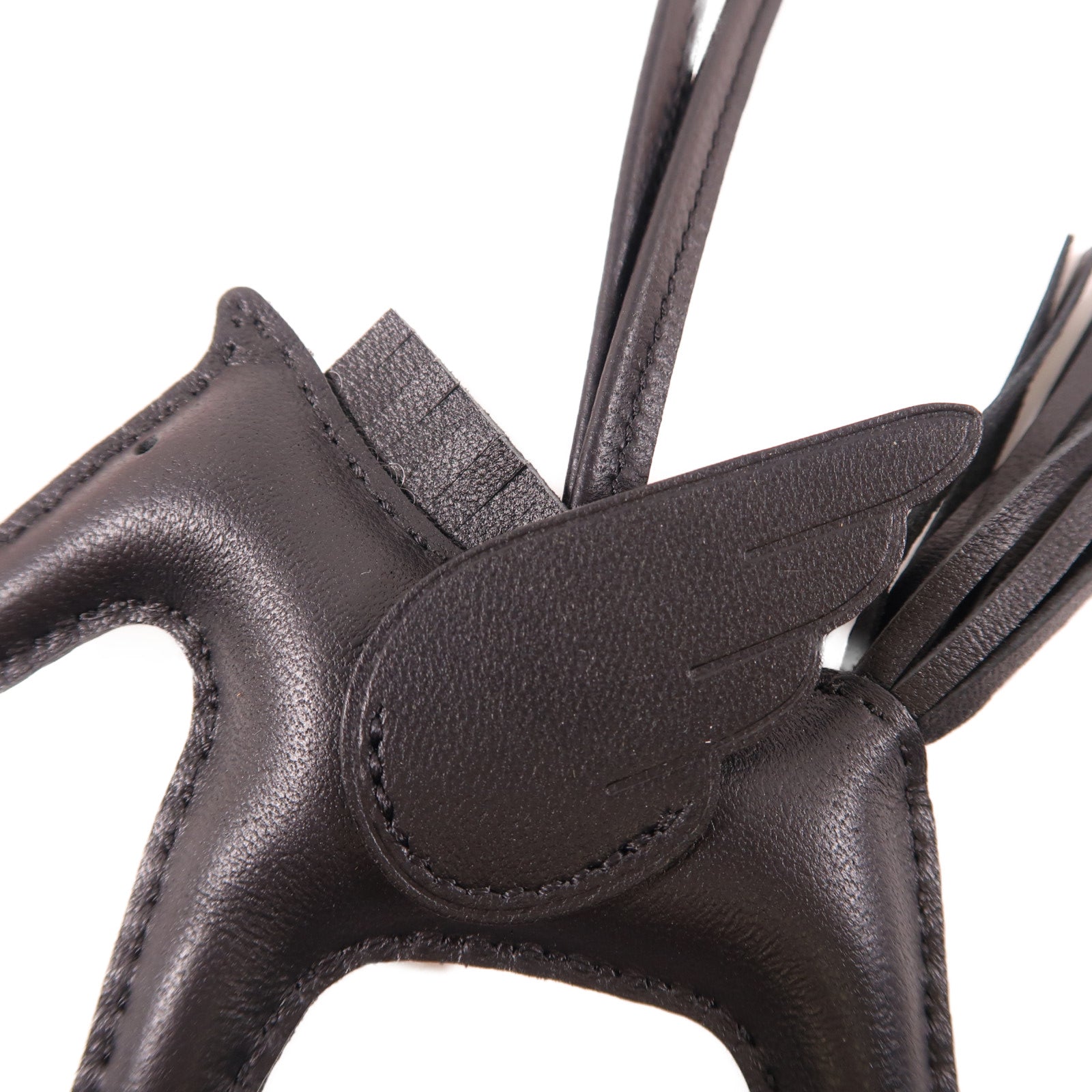 HERMES Swift皮革Rodeo Pegase PM Charm掛飾黑色