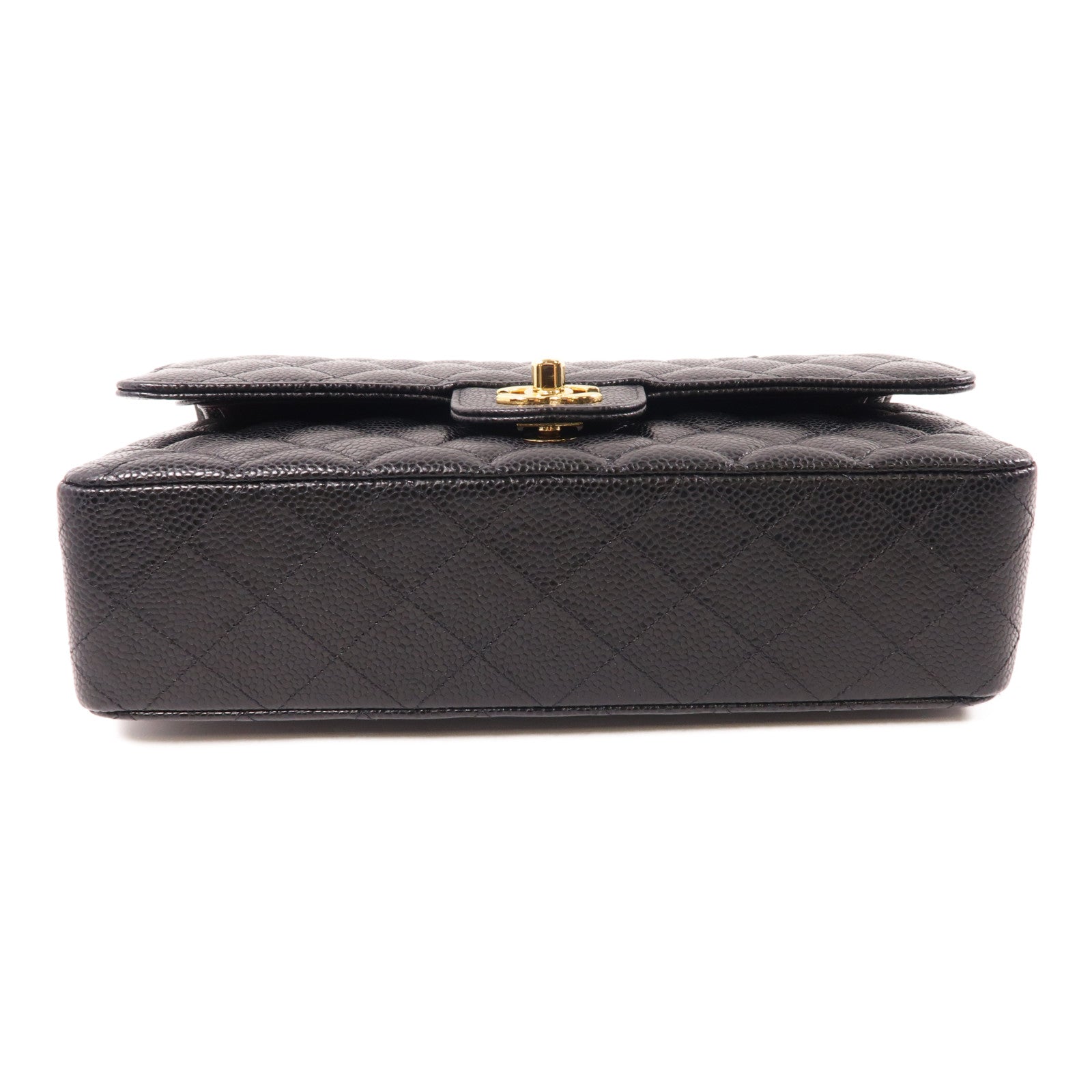 CHANEL 菱格牛皮皮革Classic 25金扣鏈帶肩背袋黑色