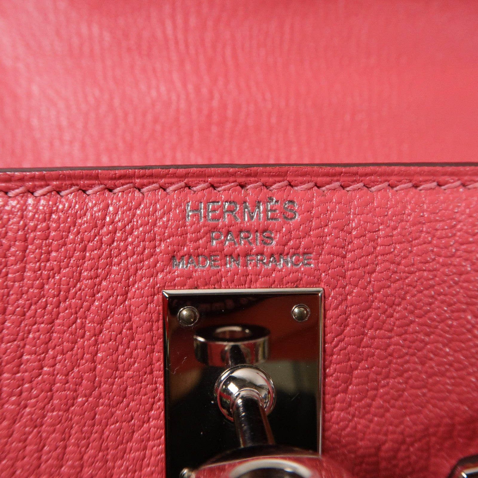 HERMES 【激減優惠】Chevre皮革Kelly 25銀扣手挽肩背兩用袋Rose Mexico/墨西哥玫瑰色