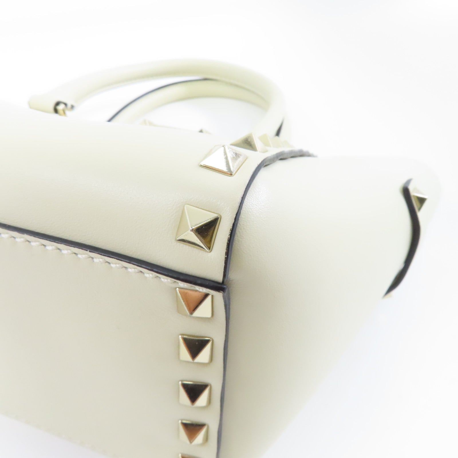 Valentino 牛皮皮革2Way Shoulder金扣手挽肩背兩用袋白色