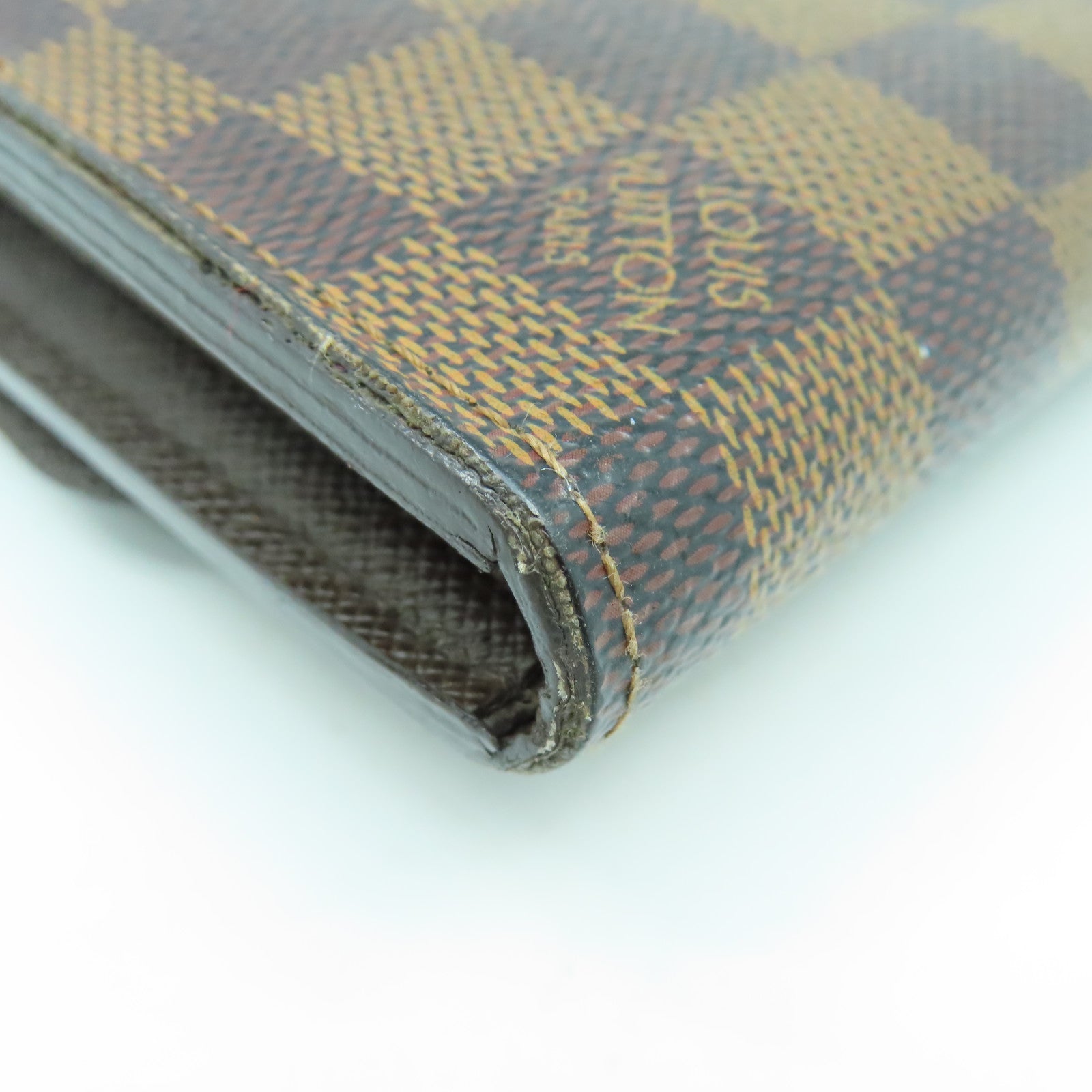 LOUIS VUITTON 【清倉大減價】Damier Ebene Portefeiulle Rose Berry金扣長錢包啡色