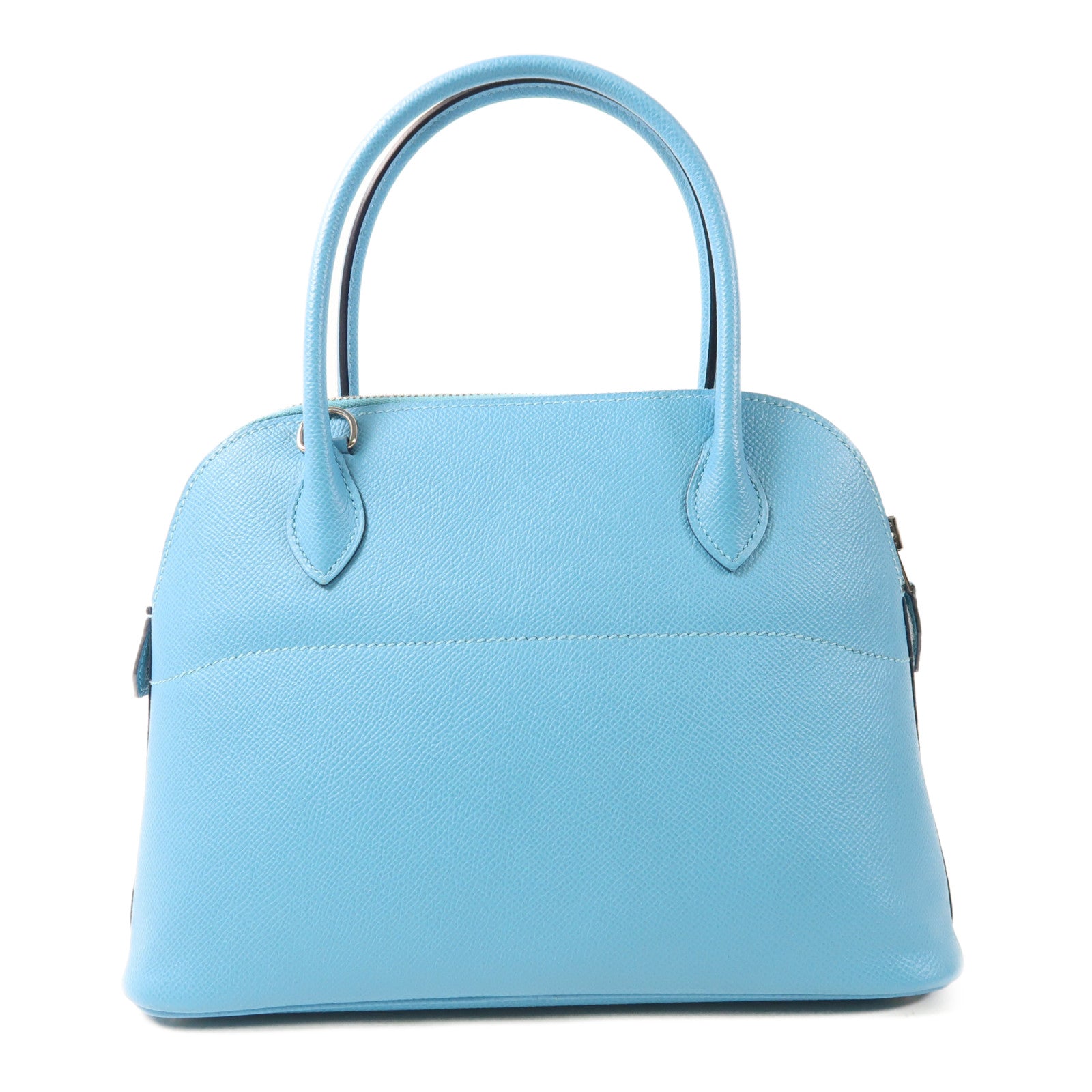 HERMES Epsom皮革Bolide 27銀扣手挽肩背兩用袋Bleu Atoll藍色