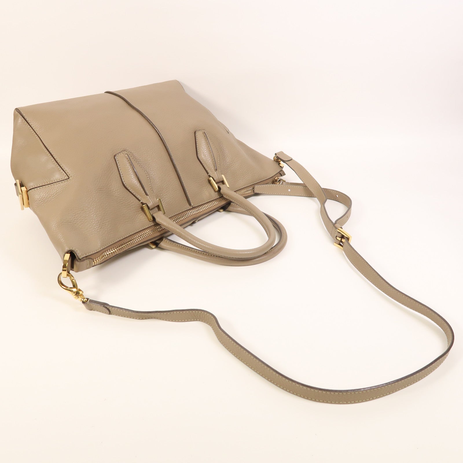 TOD'S 【激減優惠】牛皮皮革2 Way Shoulder金扣手挽肩背兩用袋