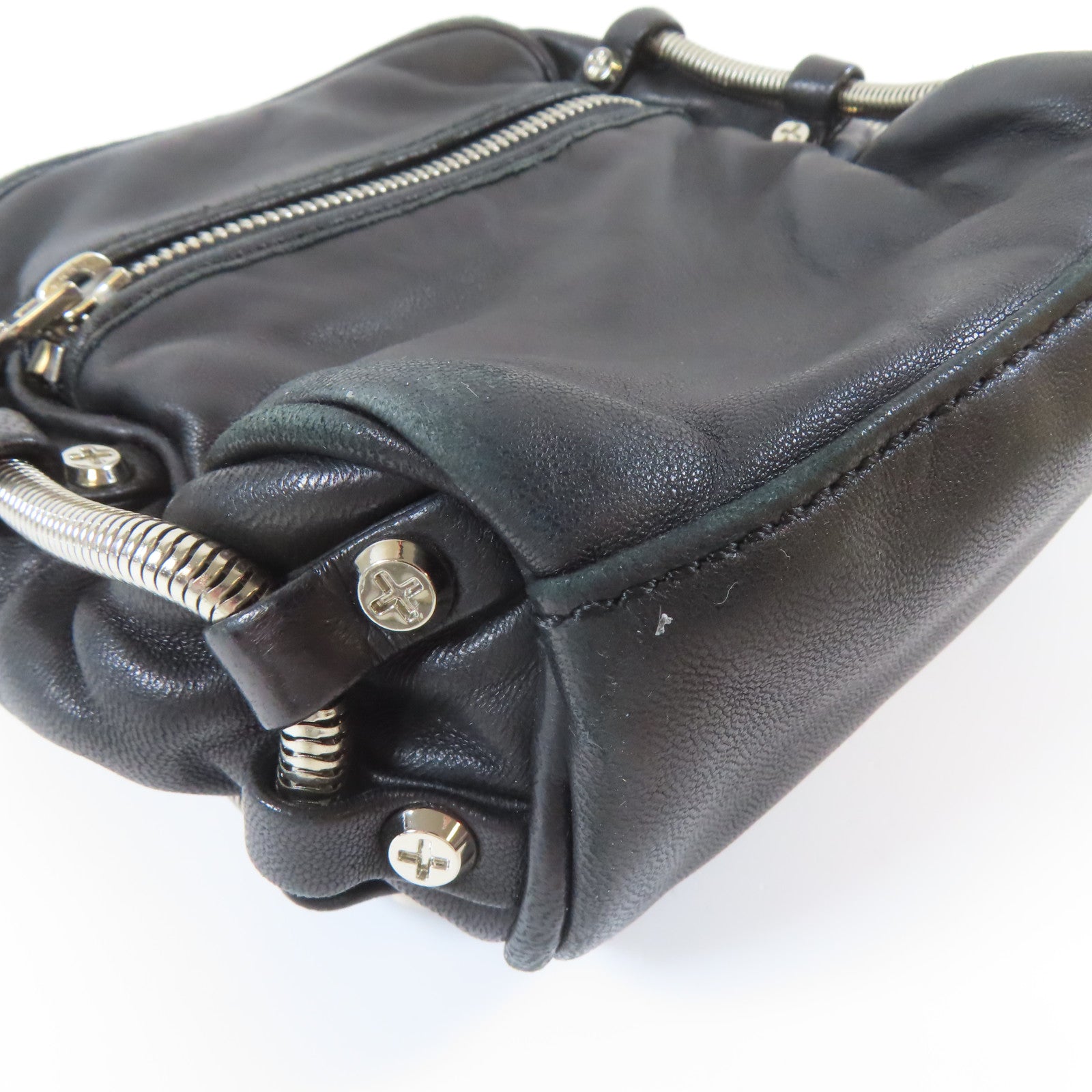 Alexander Wang 羊皮皮革Shoulder Bag銀扣肩背袋黑色