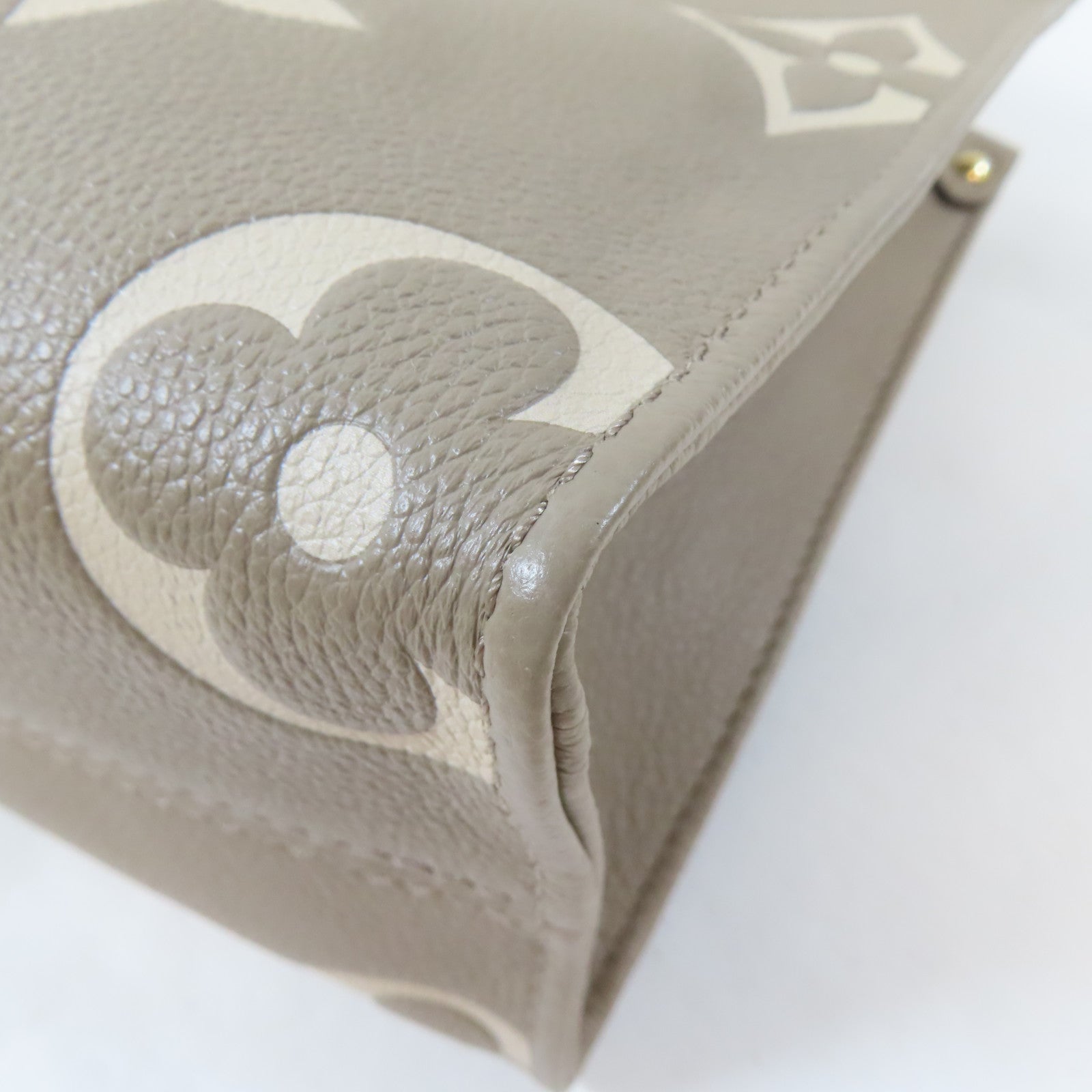 LOUIS VUITTON Monogram Empreinte On The Go PM金扣手挽肩背兩用袋淺褐色
