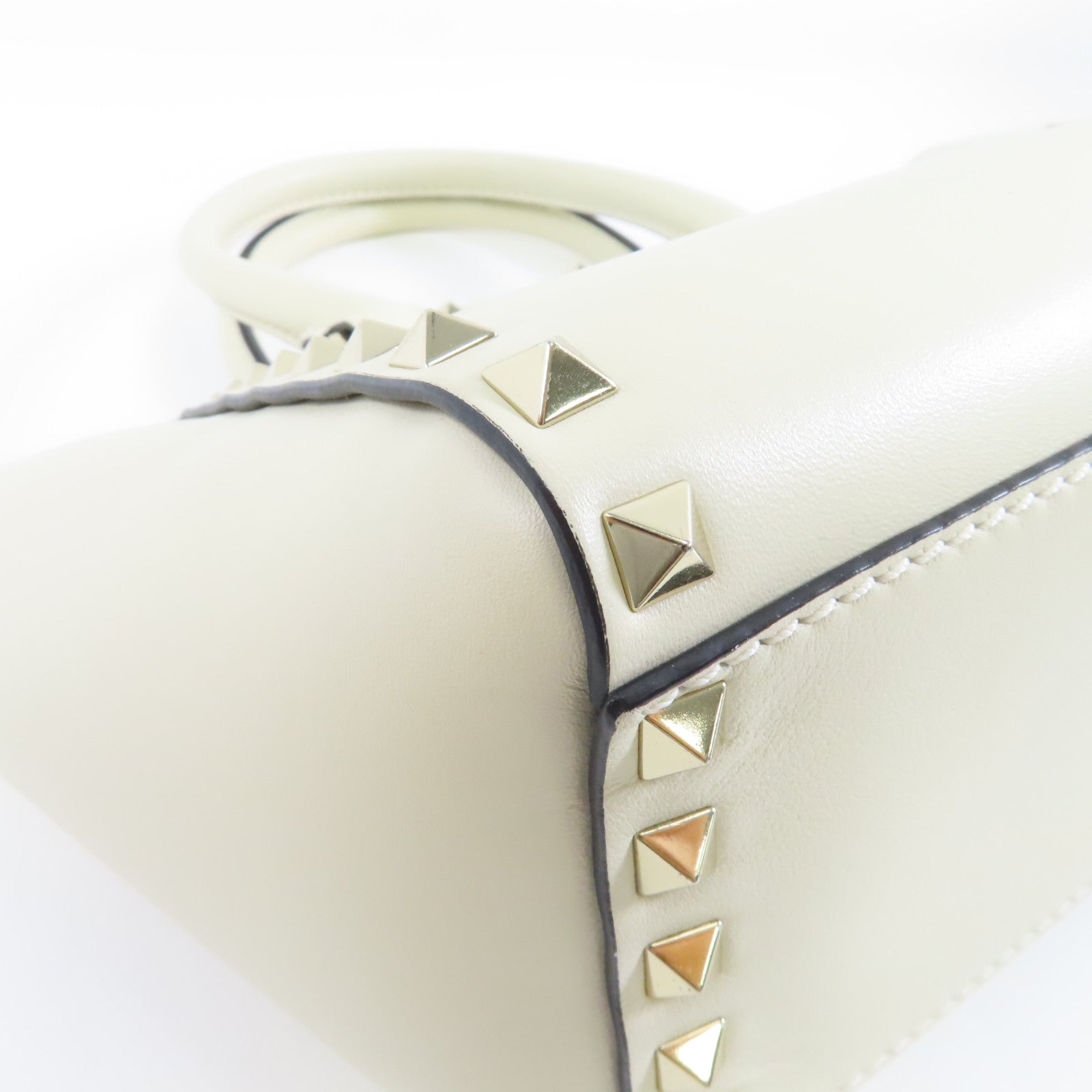 Valentino 牛皮皮革2Way Shoulder金扣手挽肩背兩用袋白色