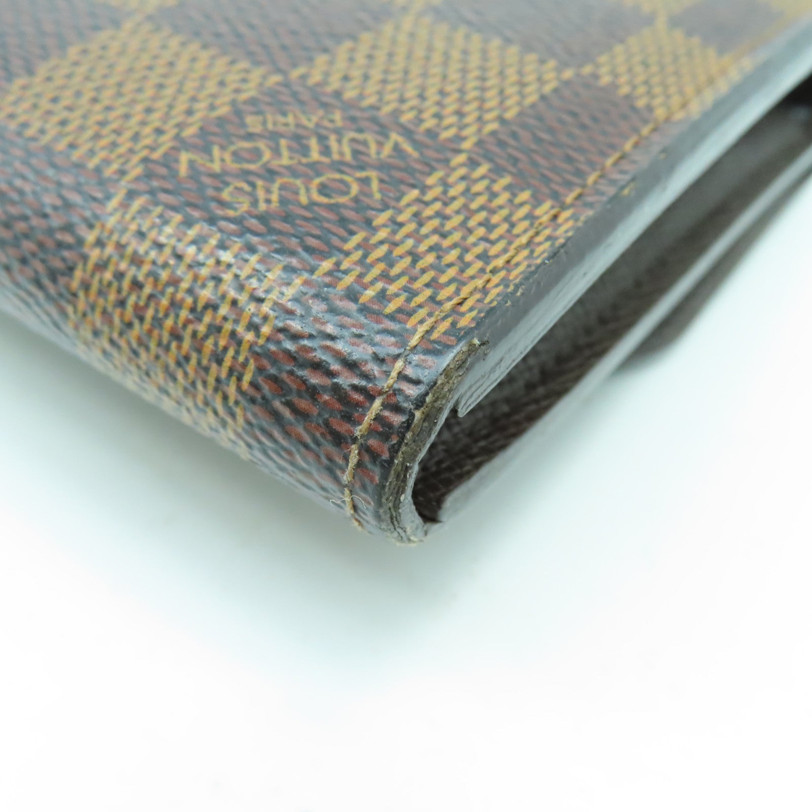 LOUIS VUITTON 【清倉大減價】Damier Ebene Portefeiulle Rose Berry金扣長錢包啡色