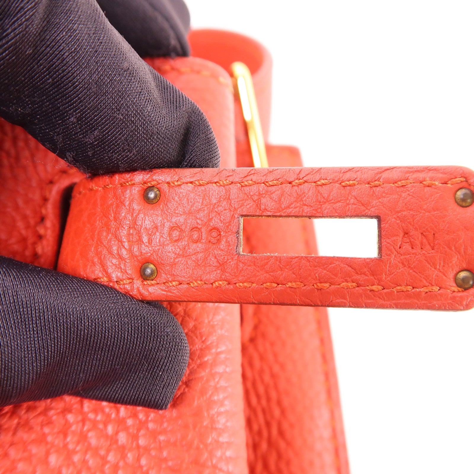 HERMES Clemence皮革So Kelly 22銀扣肩背袋9M Sanguine