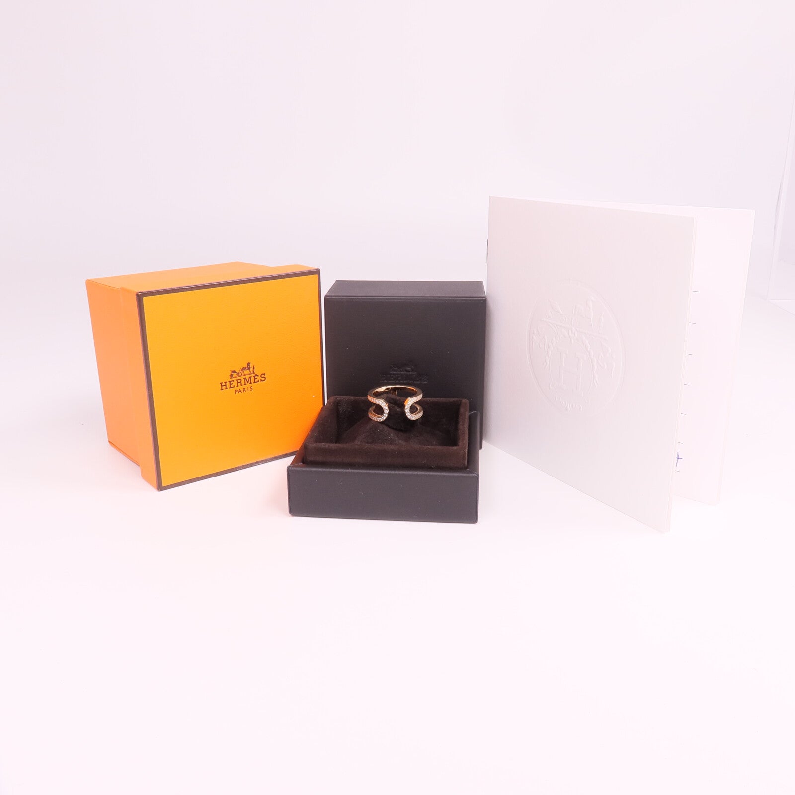 HERMES 【激減優惠】18K玫瑰金Ever Chaine d'ancre Ring鑽石戒指Hermes#52/US#6