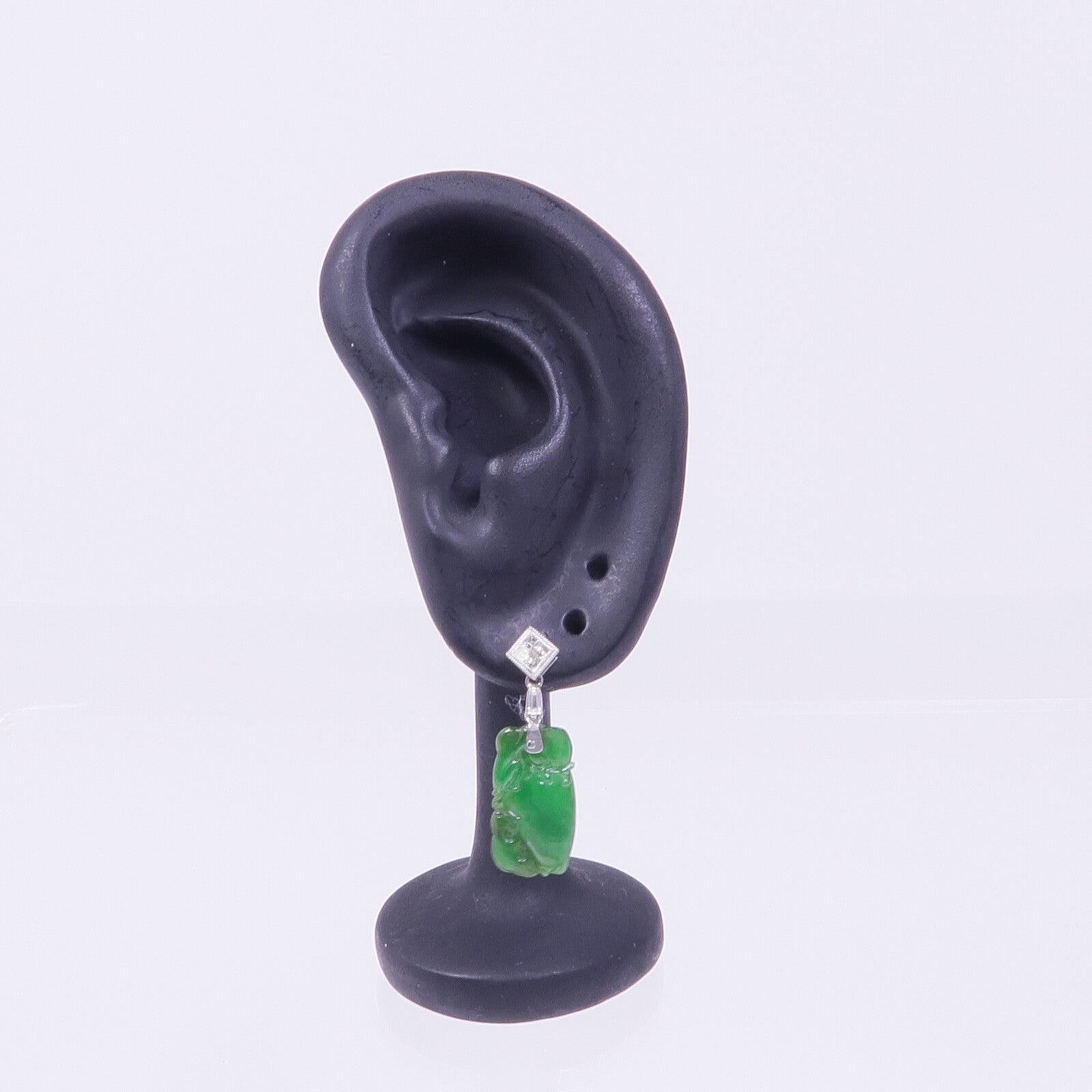 JEWELRY 18K白金Jade Earrings翡翠耳環