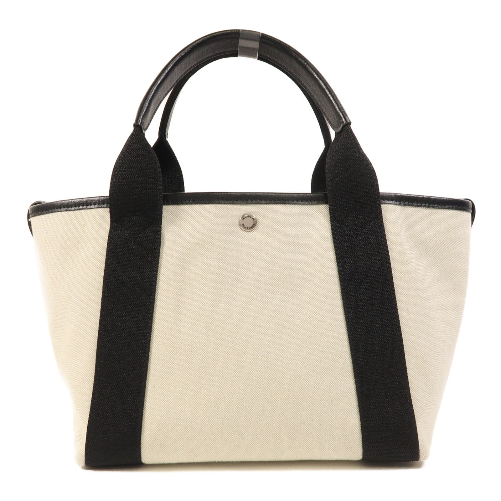 BALENCIAGA 帆布Biarritz銀扣手挽肩背兩用袋