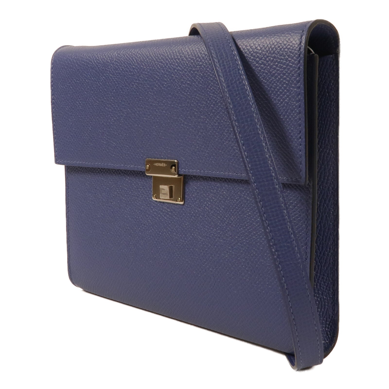 HERMES Epsom皮革Clic 16肩背袋Blue Brighton