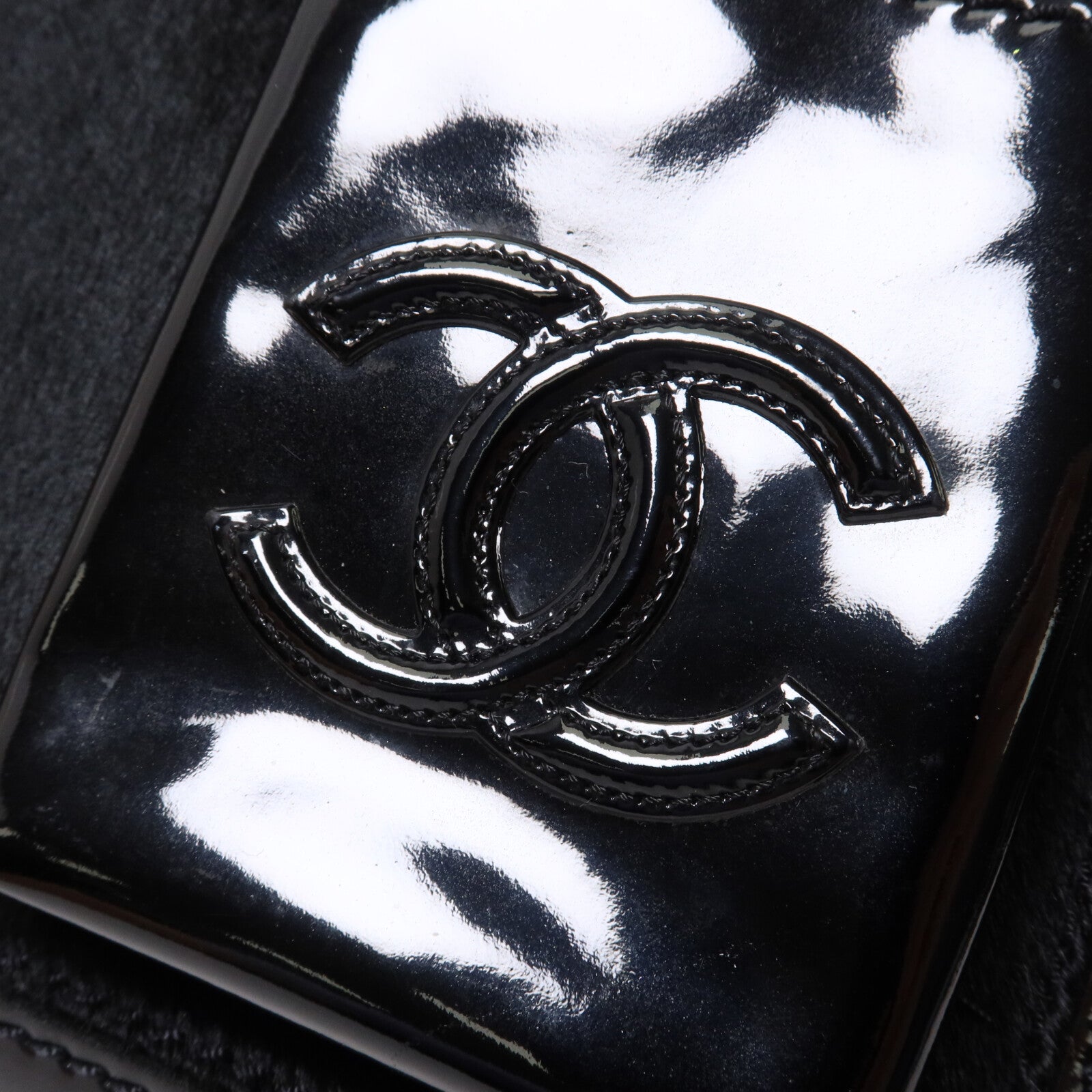 CHANEL 馬毛/漆皮皮革CC Pocket Tote鏈帶肩背袋