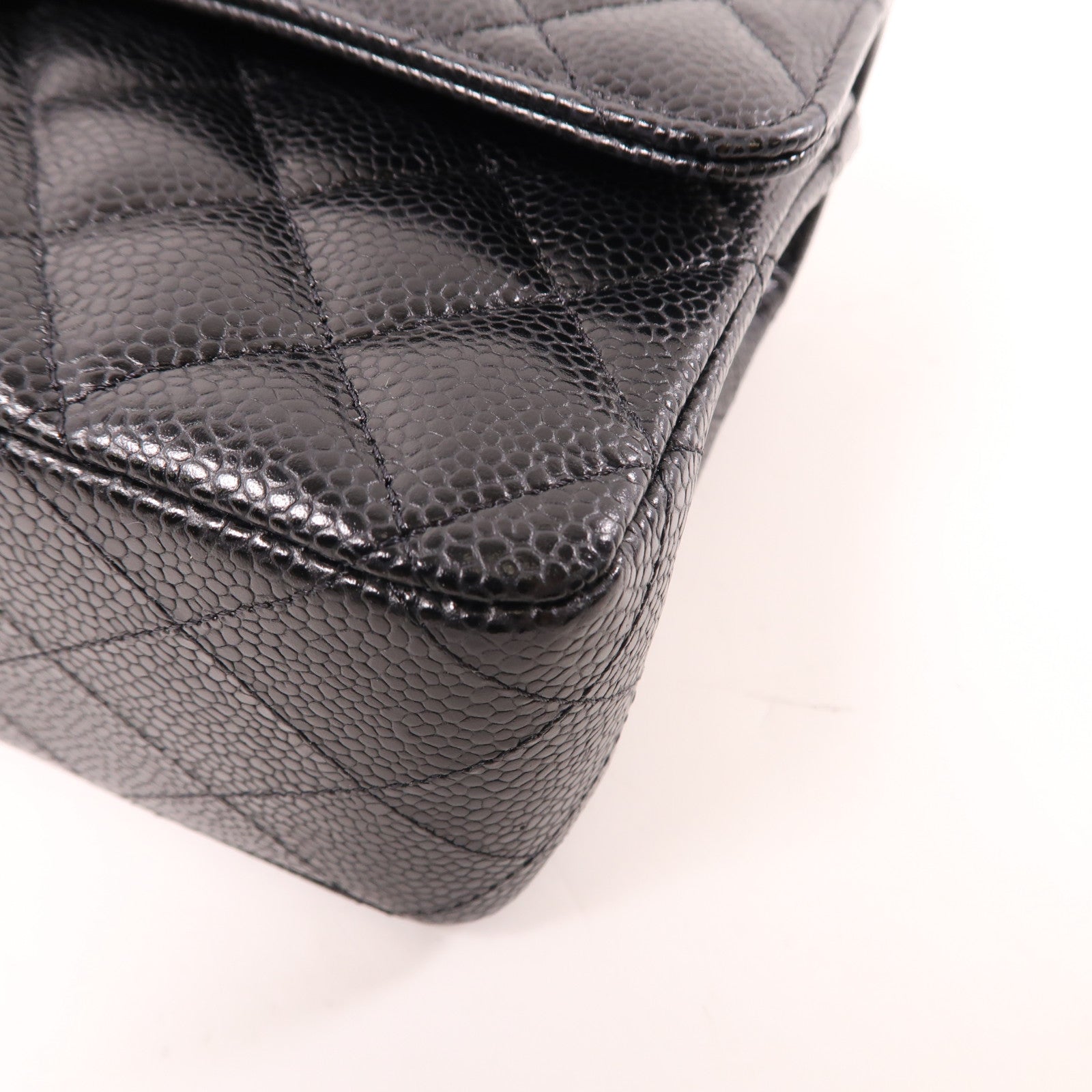 CHANEL 菱格牛皮皮革Classic 25金扣鏈帶肩背袋黑色