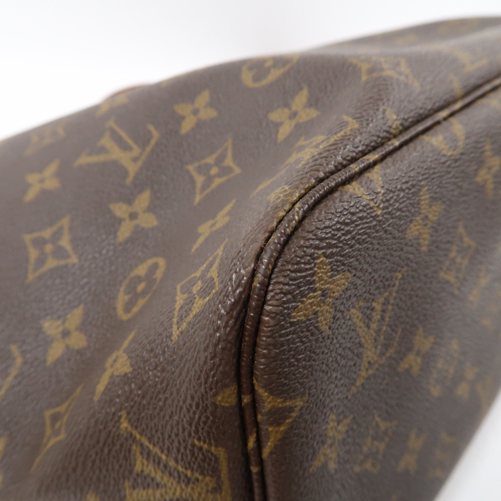 LOUIS VUITTON Monogram Neverfull MM金扣手挽袋啡色