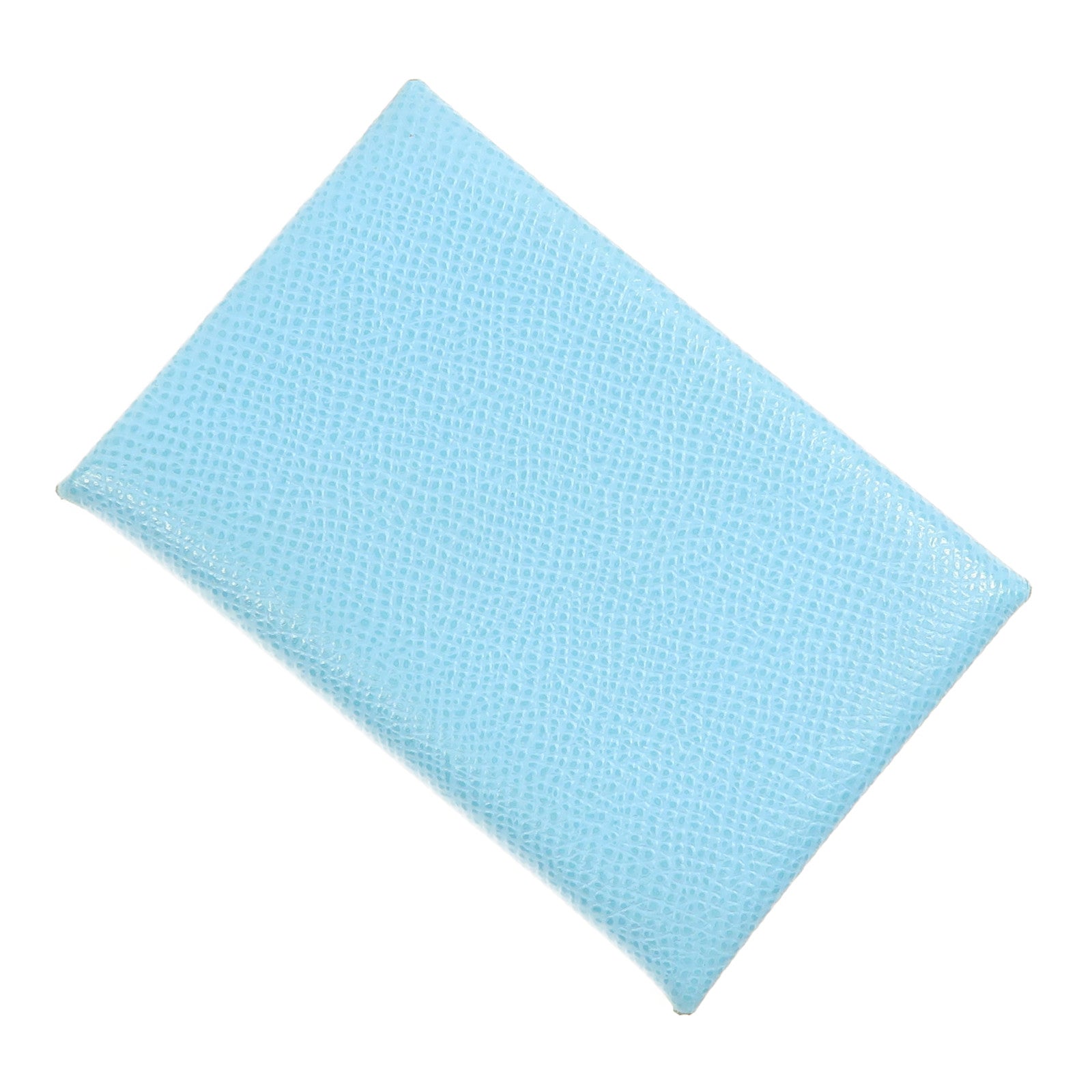 HERMES Epsom皮革Calvi銀扣卡片套Bleu Aztec淺藍色