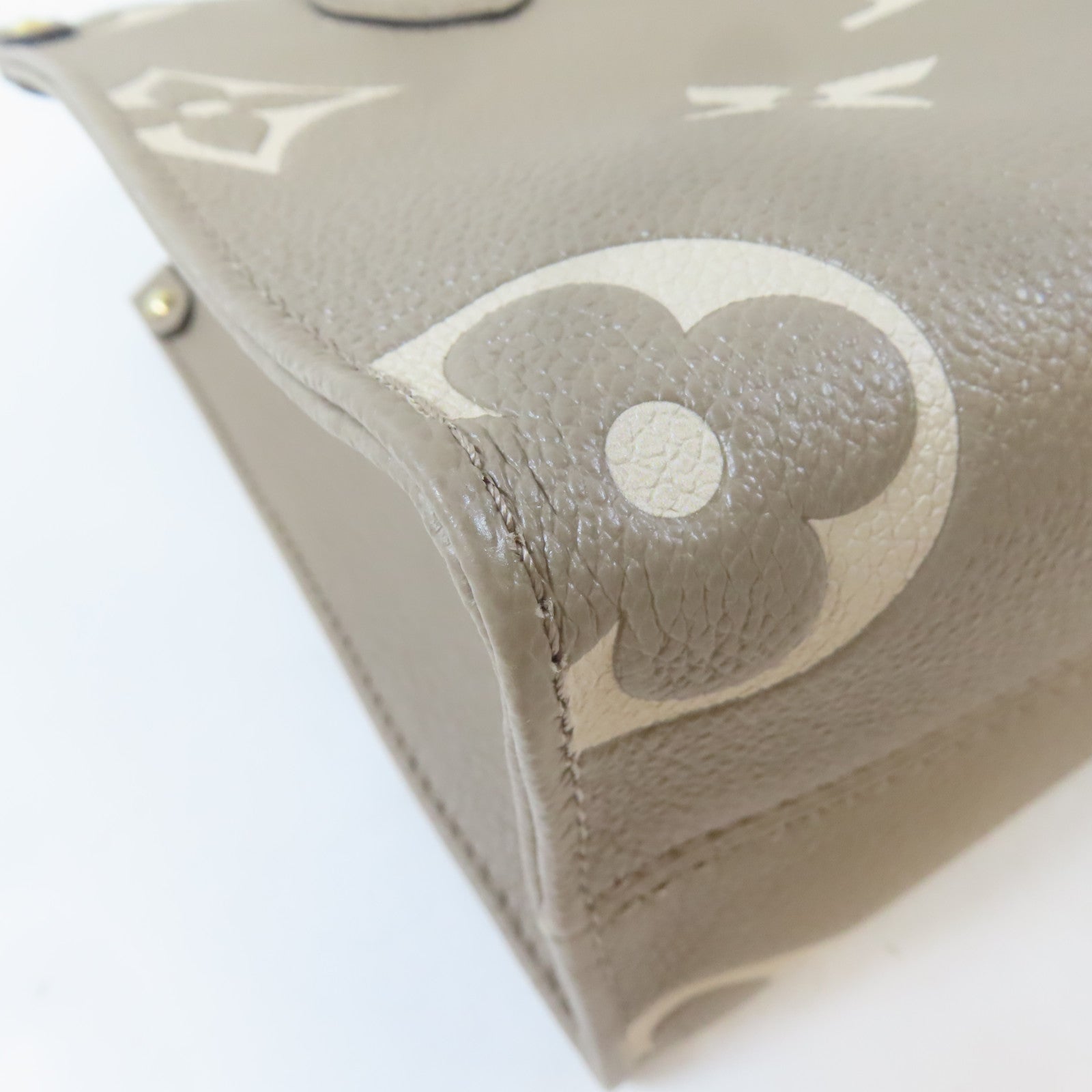 LOUIS VUITTON Monogram Empreinte On The Go PM金扣手挽肩背兩用袋淺褐色