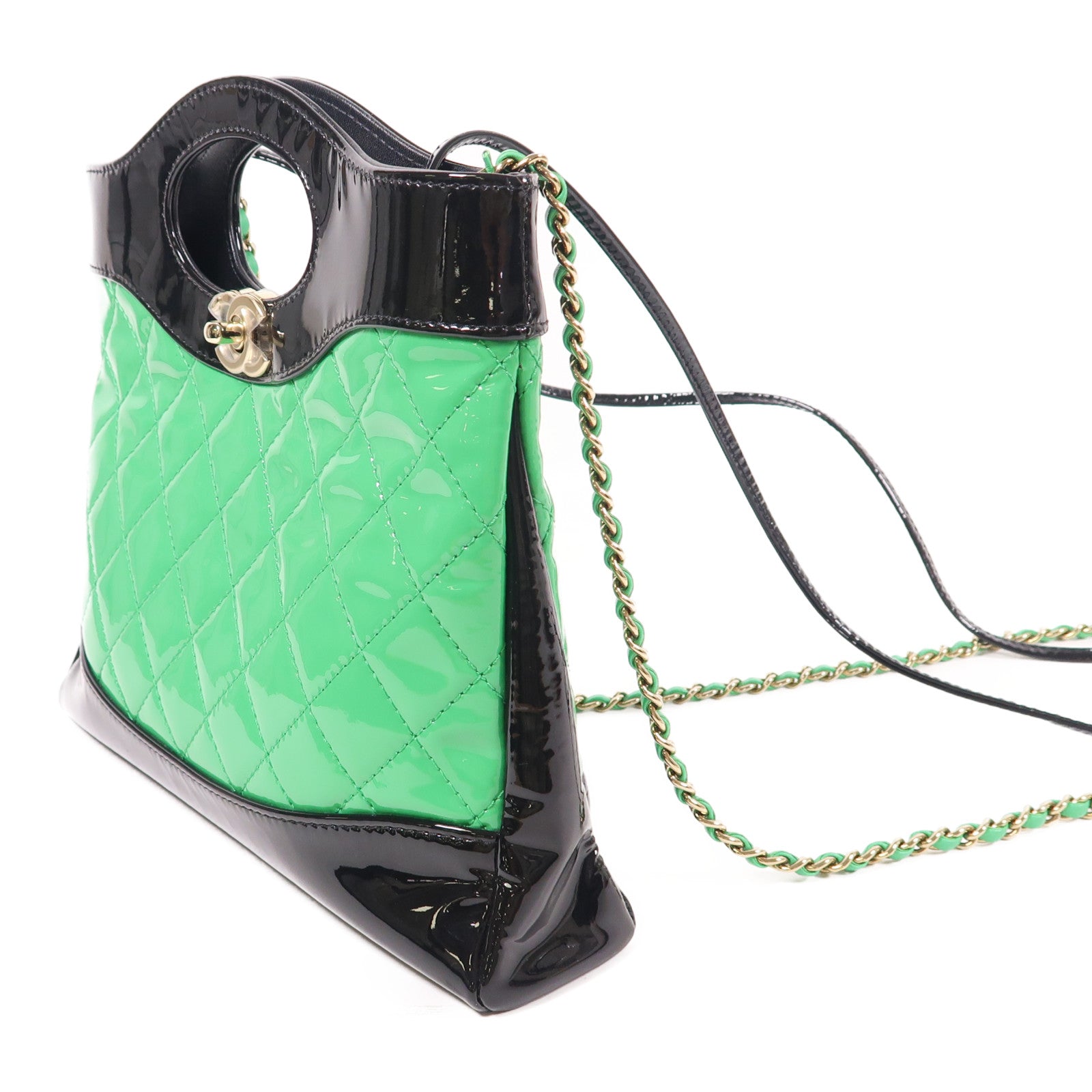 CHANEL 【激減優惠】漆皮皮革Mini 31金扣手挽肩背兩用袋