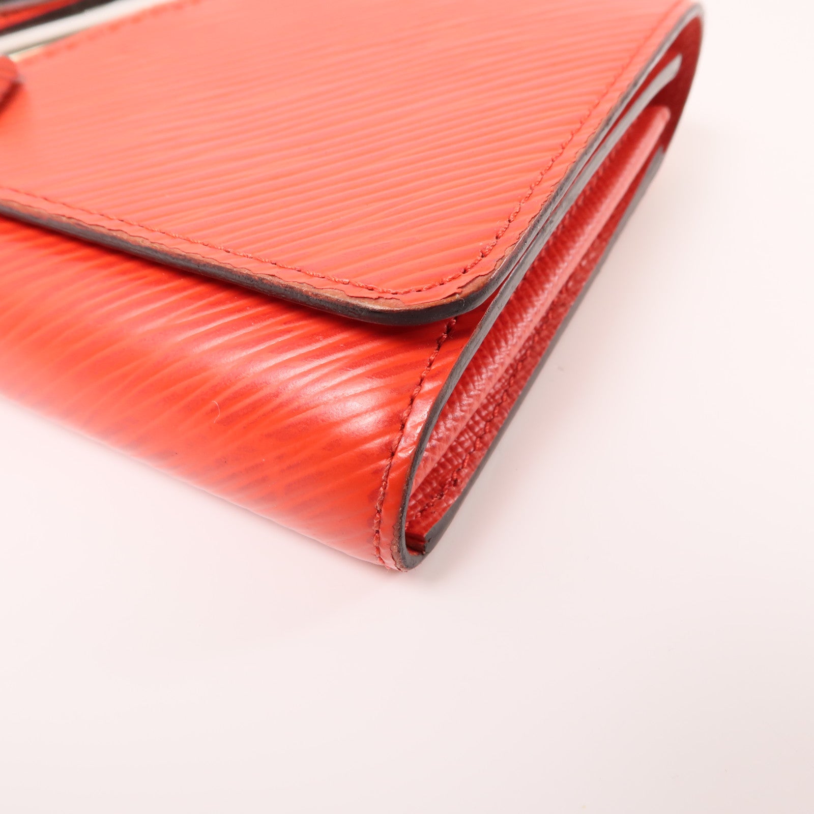 LOUIS VUITTON Epi Portefeuille Twist銀扣長錢包紅色