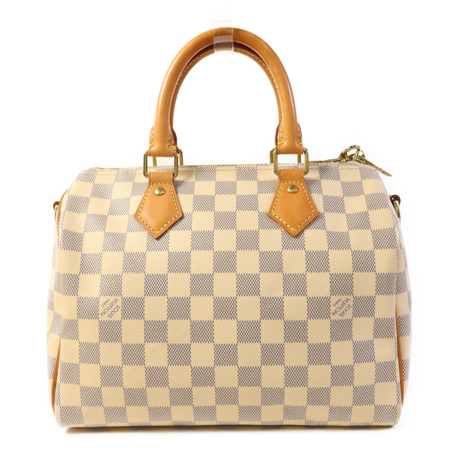 LOUIS VUITTON Damier Azur Speedy Bandouliere 25金扣手挽肩背兩用袋
