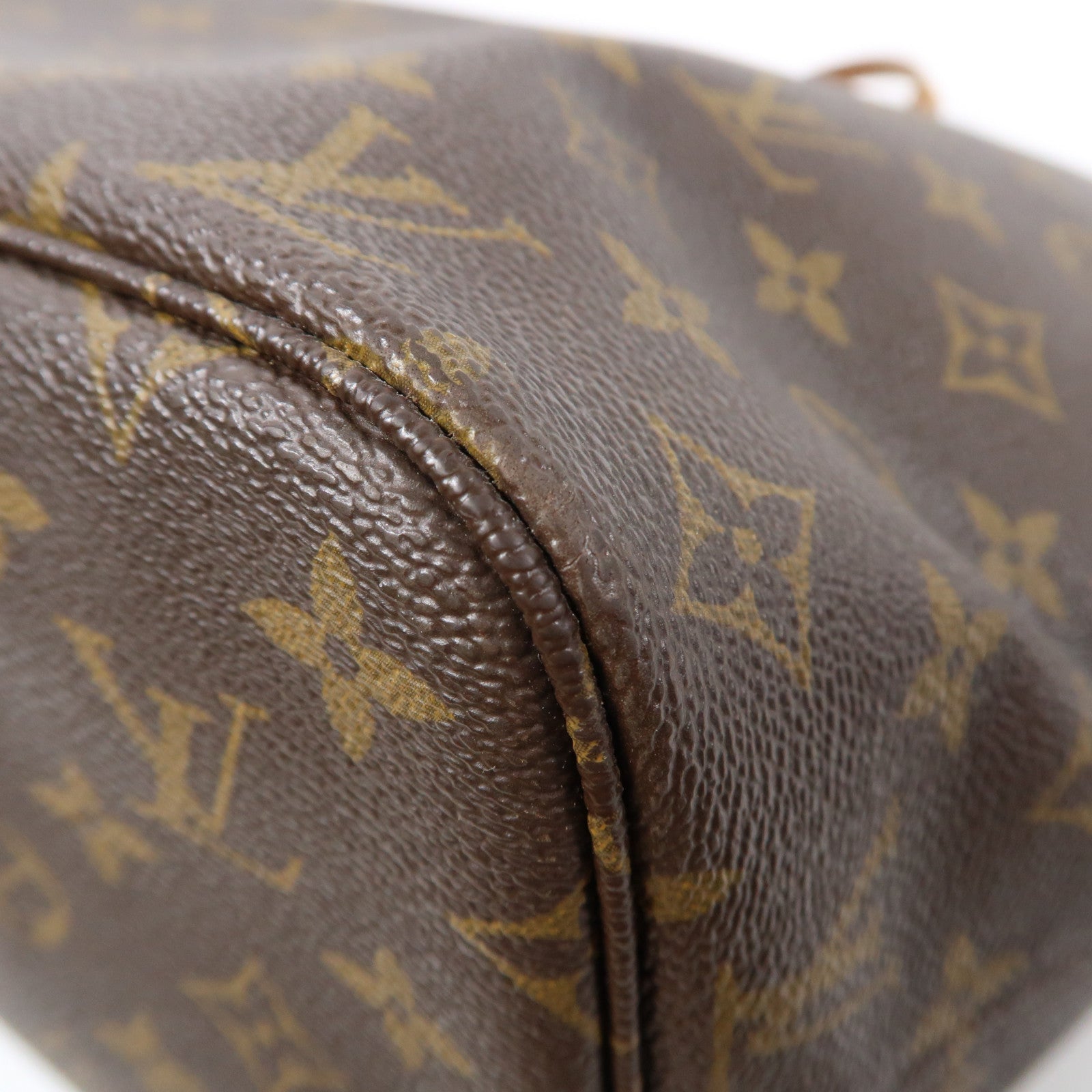 LOUIS VUITTON Monogram Neverfull MM金扣手挽袋啡色