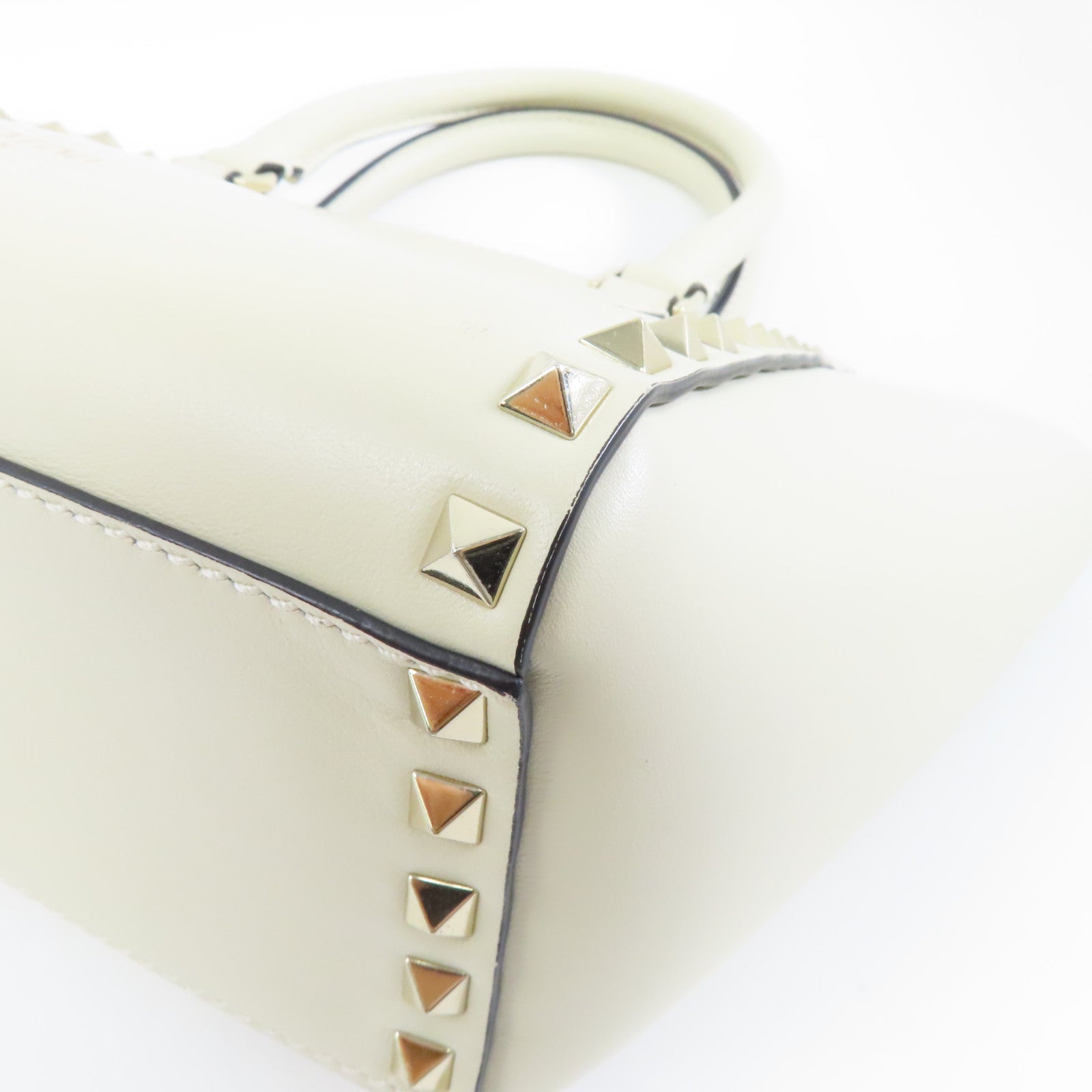 Valentino 牛皮皮革2Way Shoulder金扣手挽肩背兩用袋白色