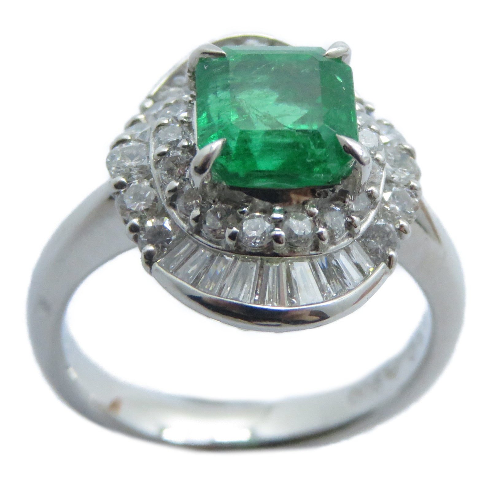 JEWELRY 【激減優惠】PT900鉑金Emerald Diamond Ring 1.39ct綠寶石/0.71ct鑽石戒指US#5