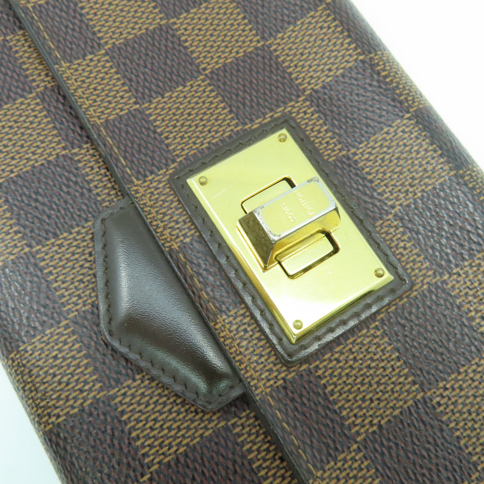 LOUIS VUITTON 【清倉大減價】Damier Ebene Portefeiulle Rose Berry金扣長錢包啡色