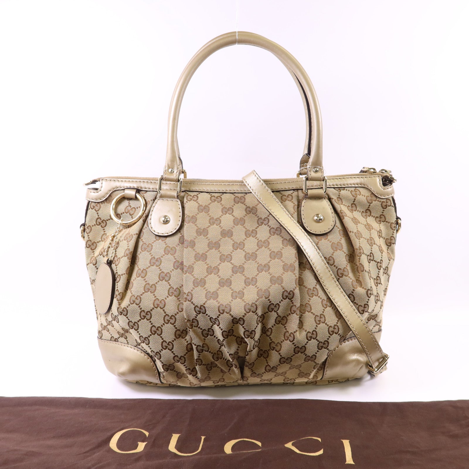 GUCCI 帆布2 Way Shoulder Bag金扣手挽肩背兩用袋