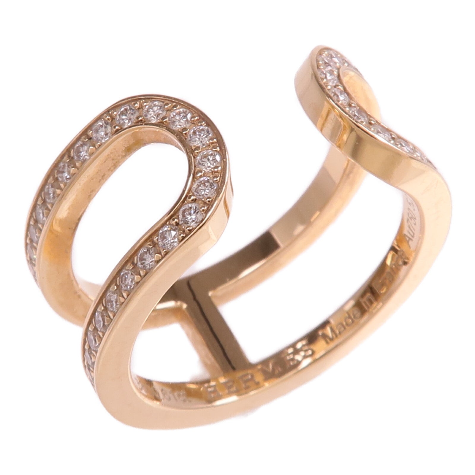 HERMES 【激減優惠】18K玫瑰金Ever Chaine d'ancre Ring鑽石戒指Hermes#52/US#6