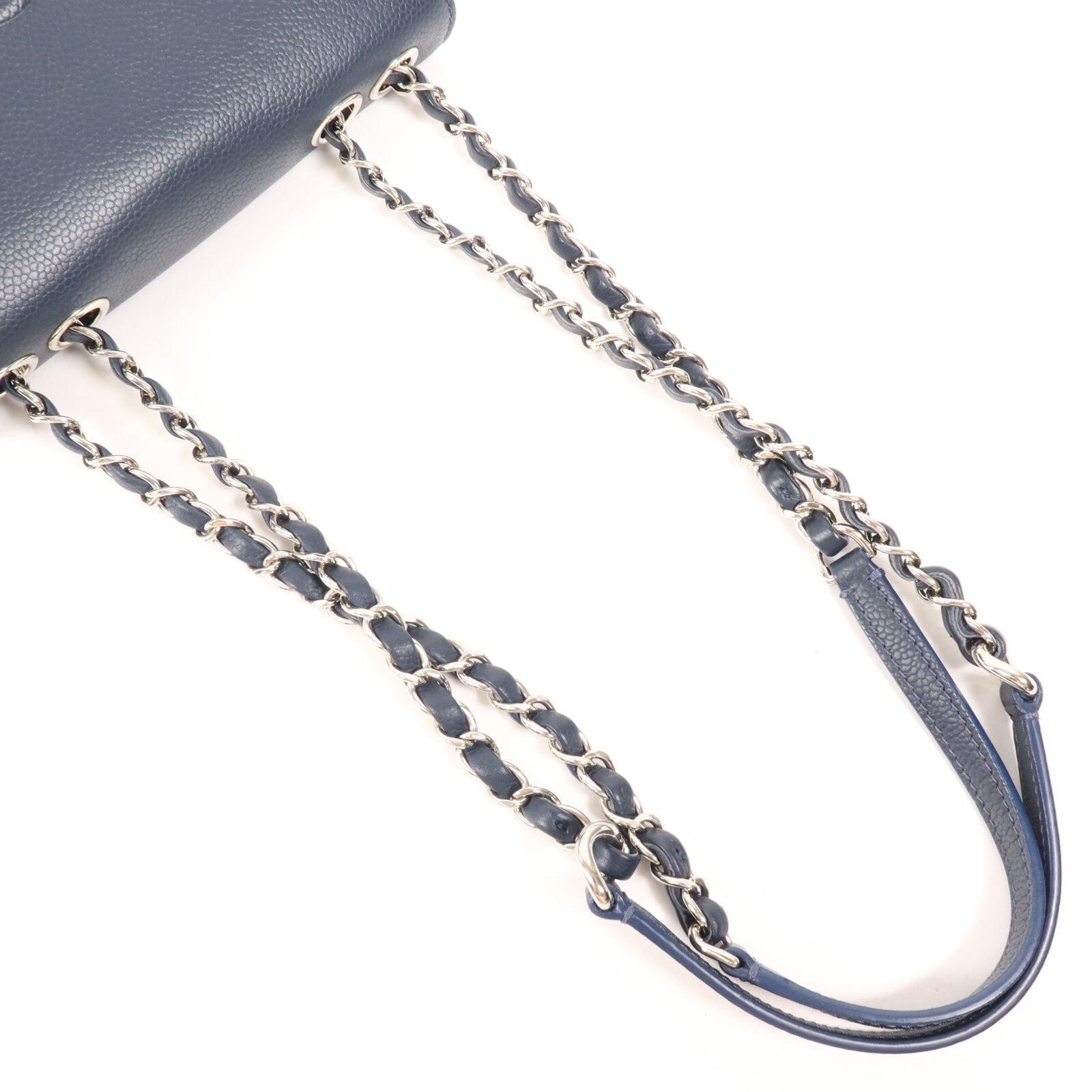 CHANEL 牛皮皮革Chain Shoulder銀扣鏈帶肩背袋