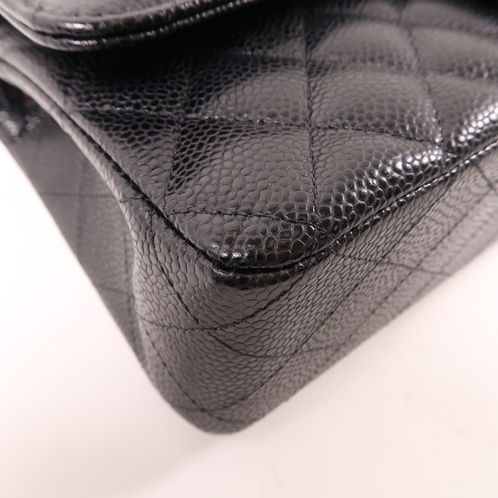 CHANEL 菱格牛皮皮革Classic 25金扣鏈帶肩背袋黑色