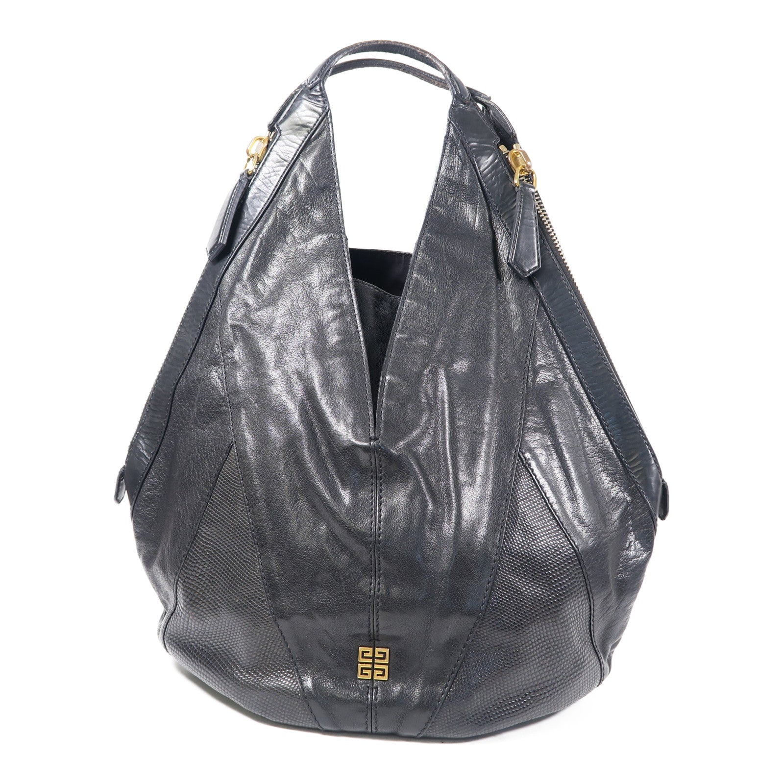 GIVENCHY 牛皮皮革Tote Bag金扣肩背袋黑色