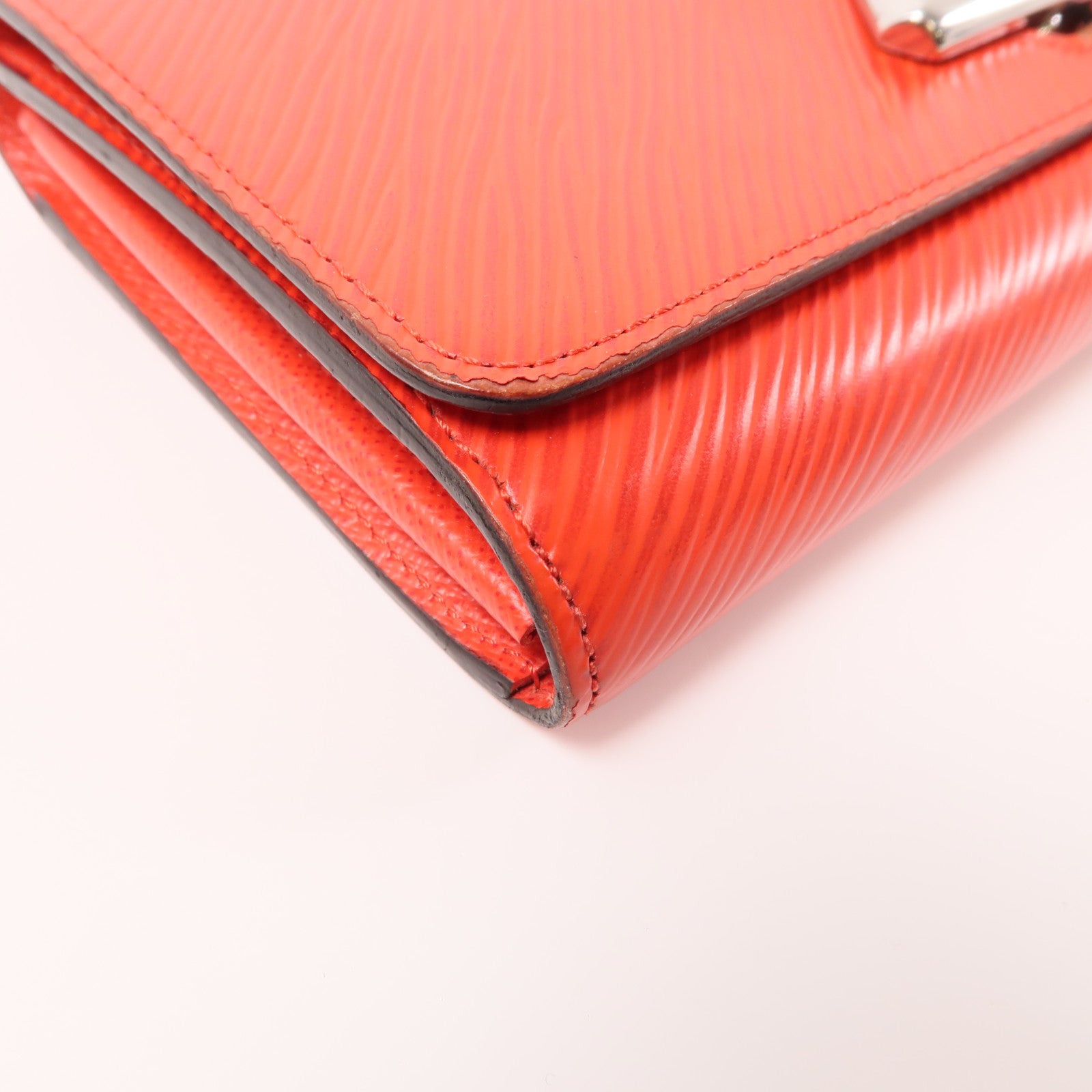 LOUIS VUITTON Epi Portefeuille Twist銀扣長錢包紅色