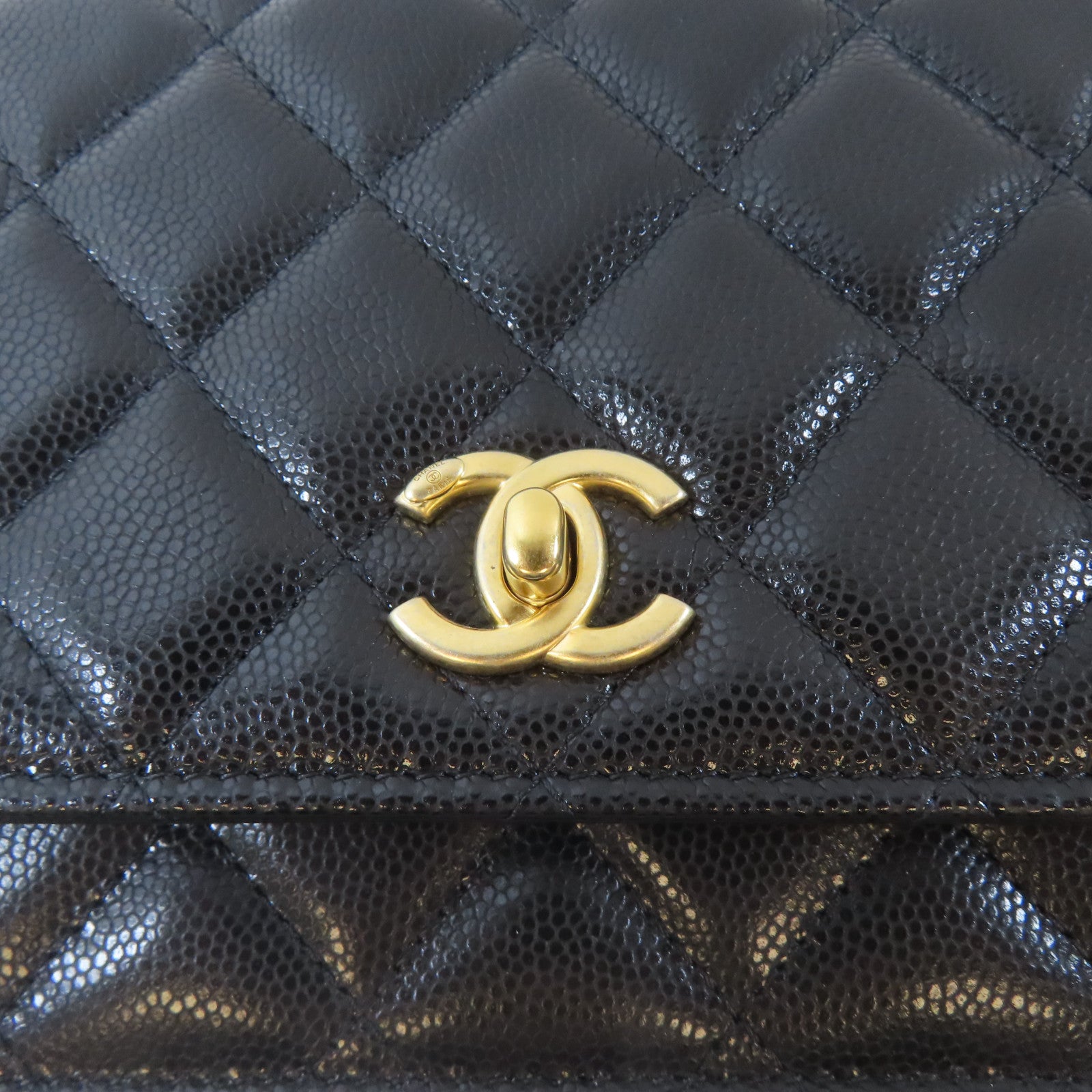 CHANEL 菱格牛皮皮革Wallet On Chain金扣鏈帶肩背袋黑色