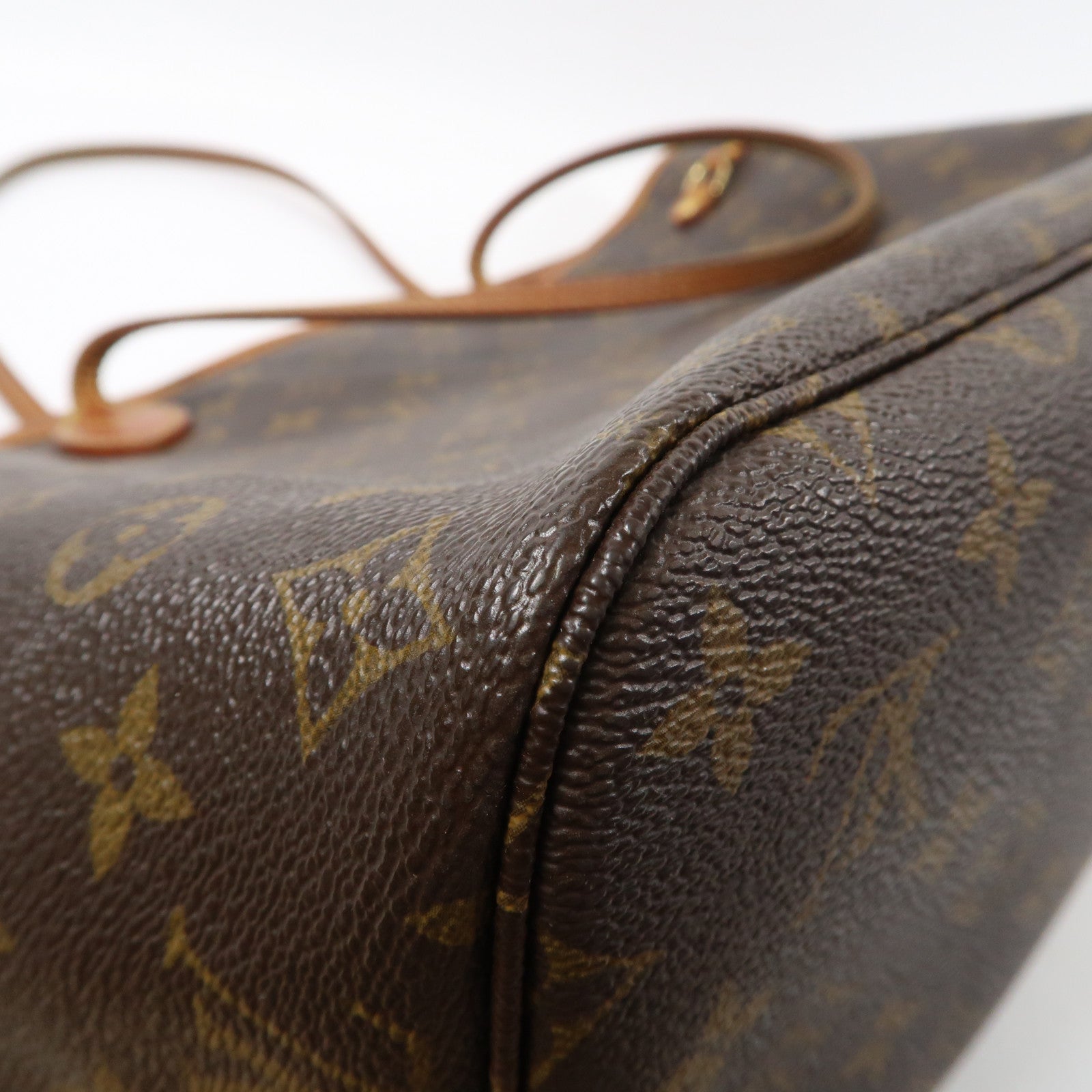 LOUIS VUITTON Monogram Neverfull MM金扣手挽袋啡色
