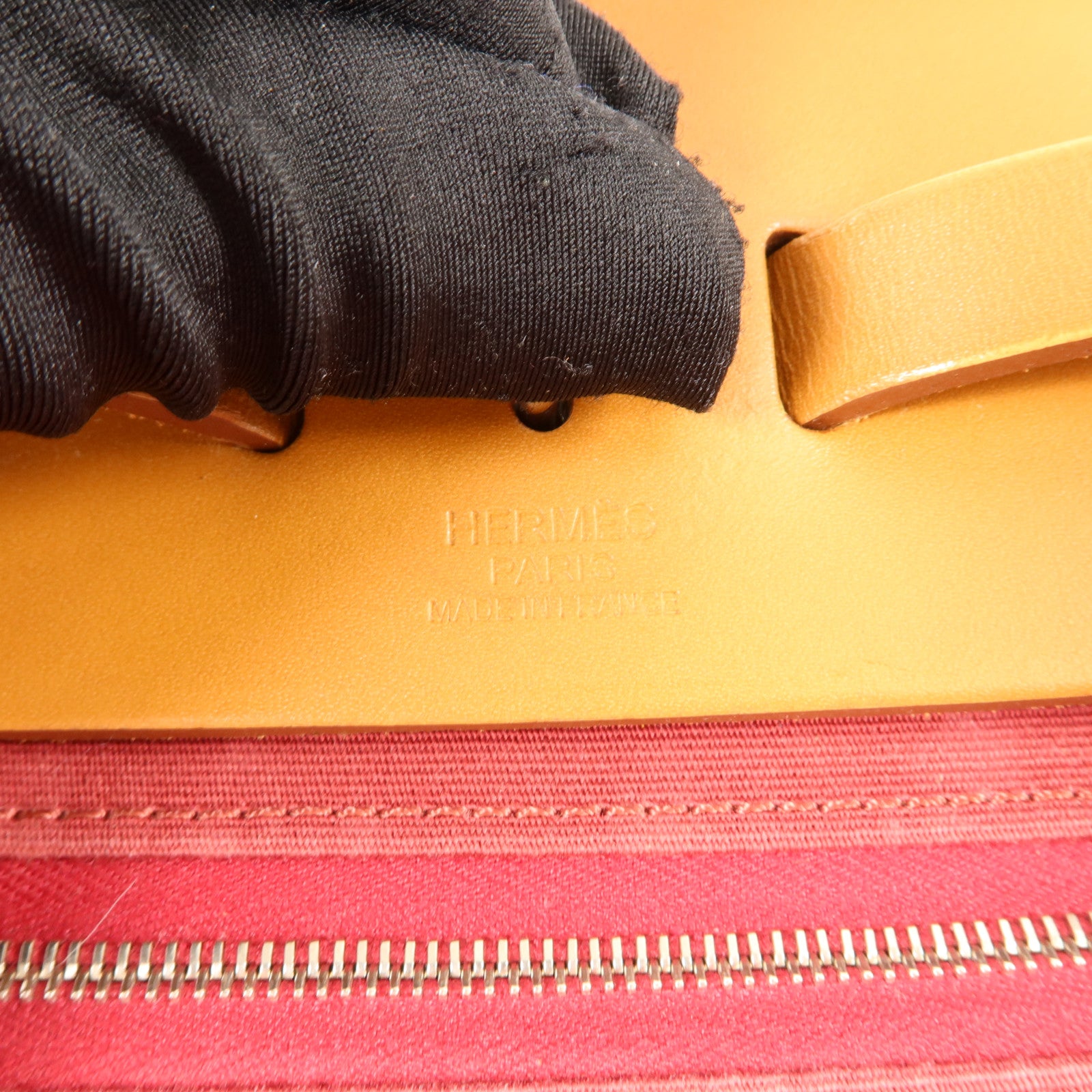 HERMES 帆布Herbag PM手挽肩背兩用袋Rubis/Fauve