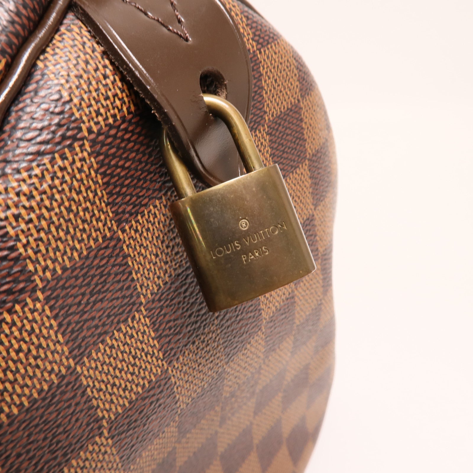LOUIS VUITTON Damier Speedy 30金扣手挽袋