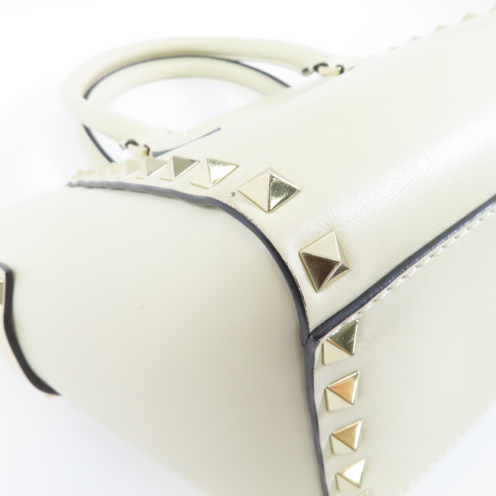 Valentino 牛皮皮革2Way Shoulder金扣手挽肩背兩用袋白色