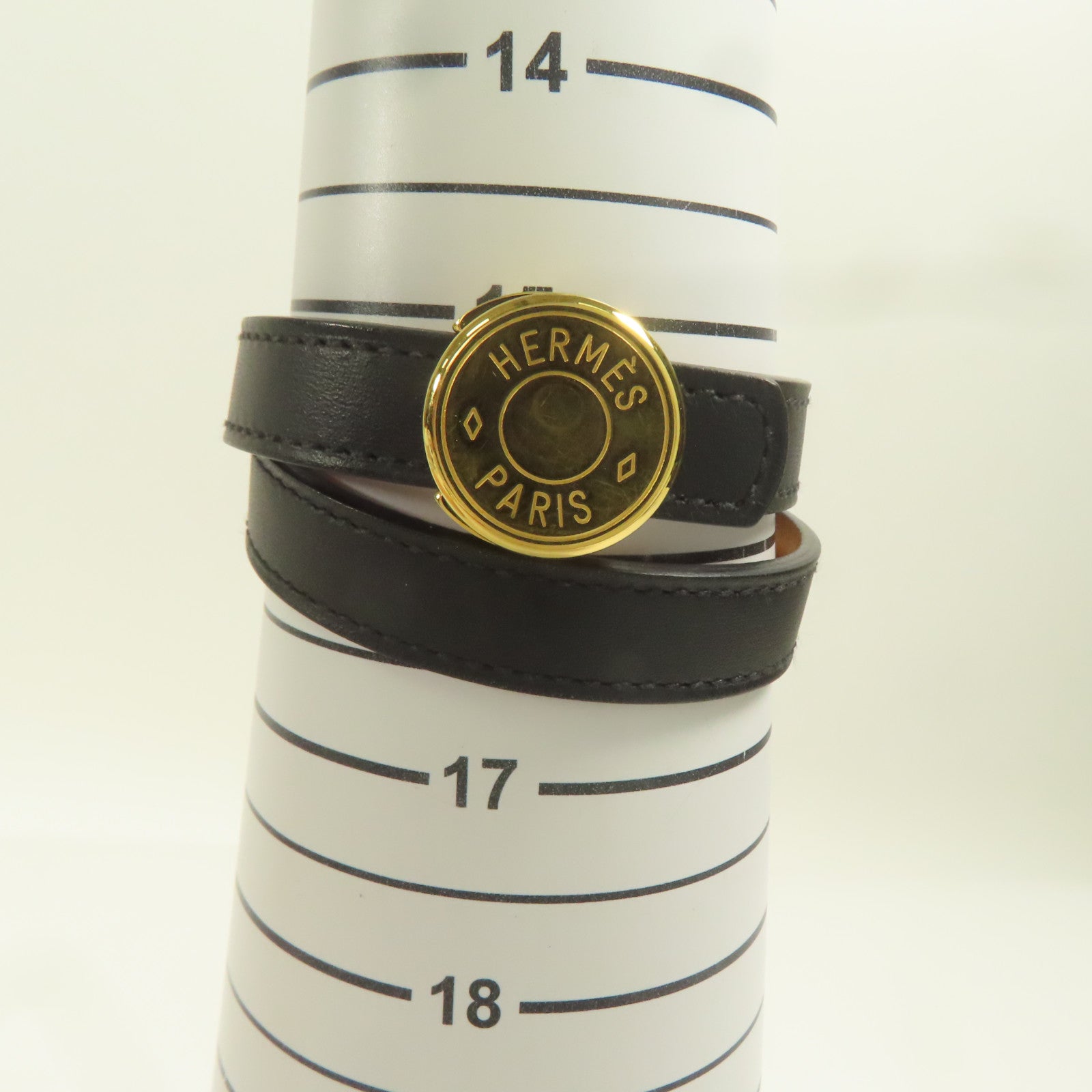 HERMES Swift皮革Bracelet金扣手帶Noir